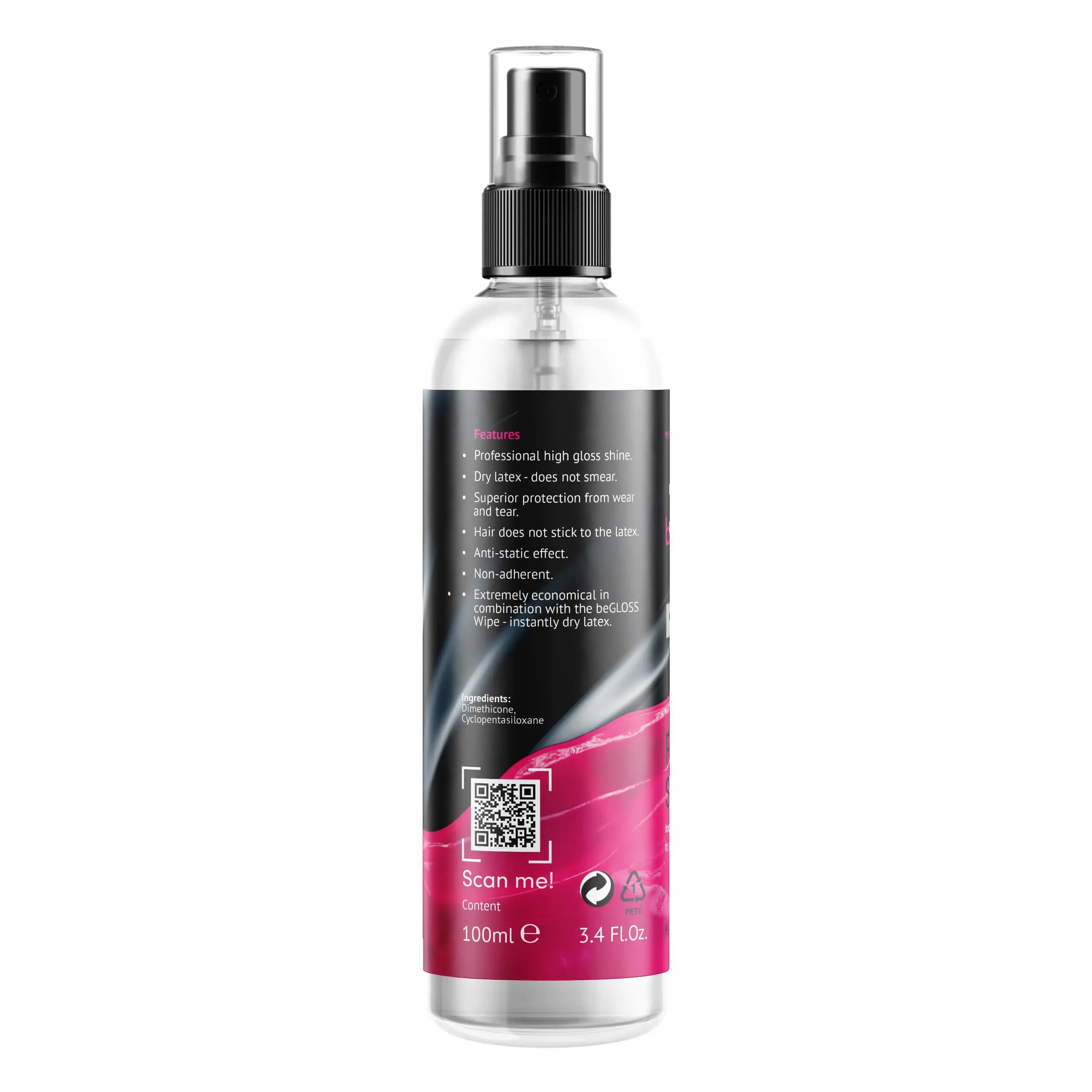 Begloss perfetto Shine Premium spray 100 ml – latex Polish – Ultimate High Gloss Shine – il lubrificante per il polacco & Care lattice di gomma e indumenti. - immagine 3