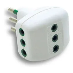 Adattatore 3 prese 2P+T 10A (std italiano) Bianco 87200 - immagine 1