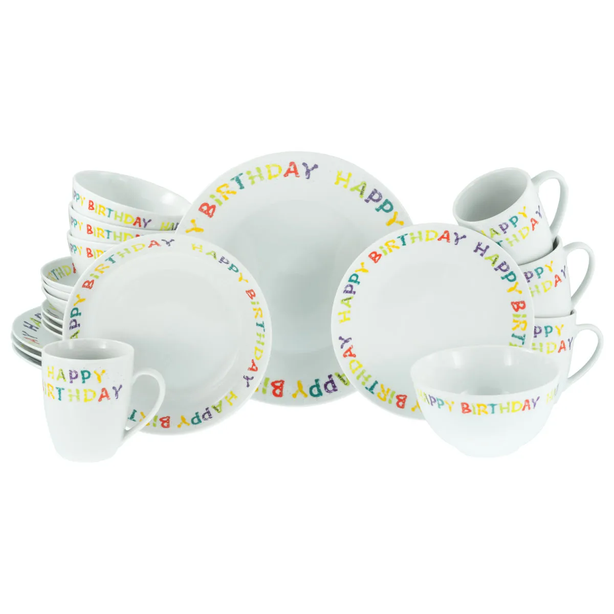 CreaTable Buon compleanno - Servizio combinato da 20 pezzi; bianco - immagine 1