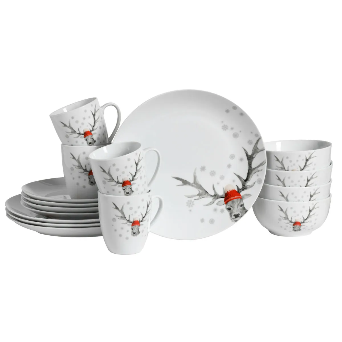 CreaTable Cervo (forma Luna) - servizio da 16 pezzi; bianco - immagine 1
