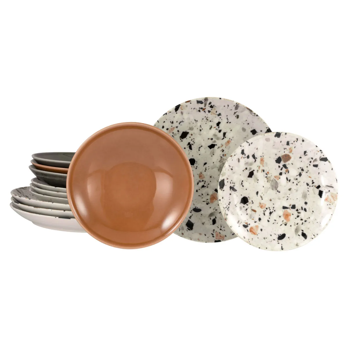 CreaTable Terrazzo Mix - Set di piatti da 12 pezzi; multicolore - immagine 1