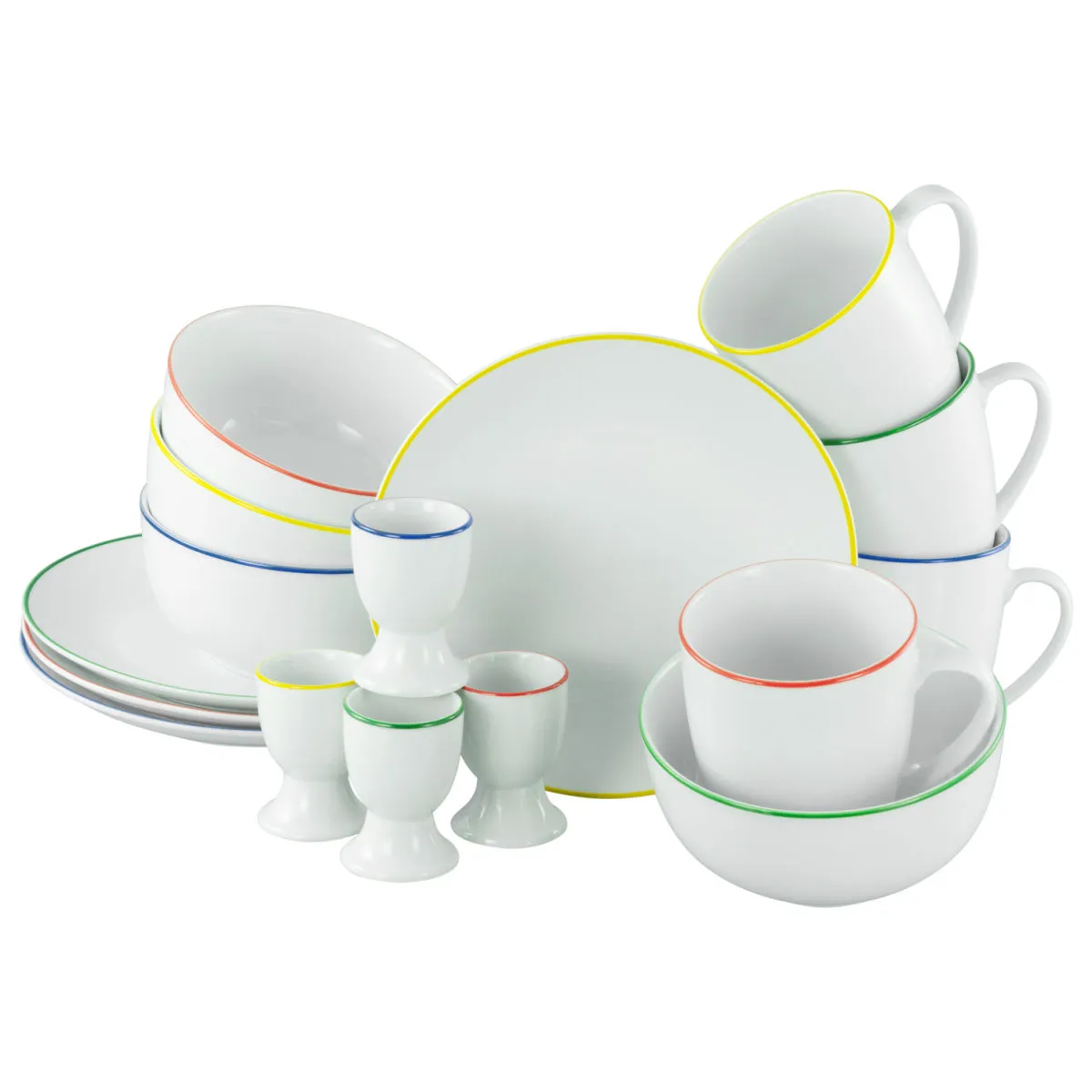 CreaTable Luna Colour Line - Set da colazione 16 pezzi; bianco - immagine 1