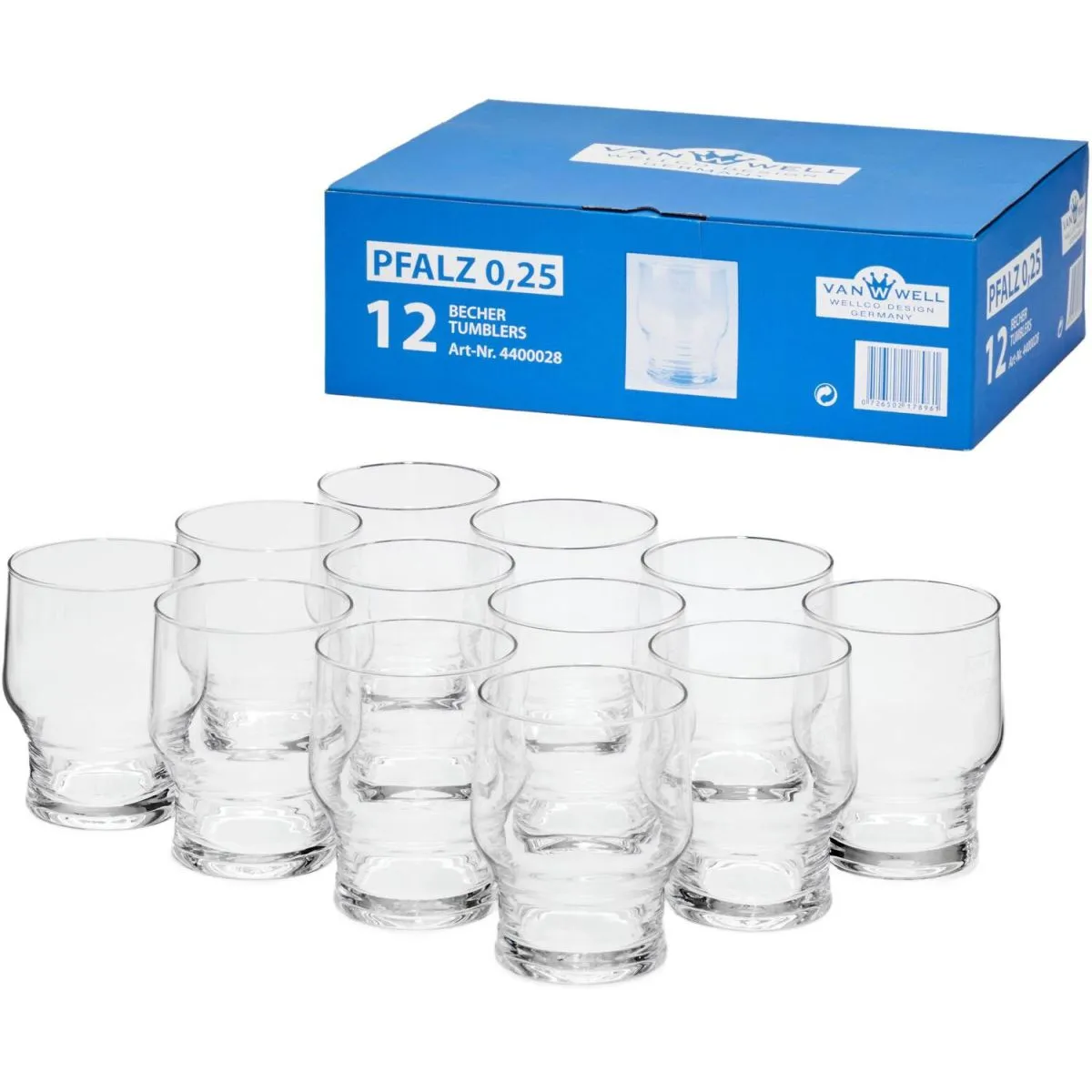 12x van Well Pfalzbecher; trasparente; 0.25 l Segno di riempimento, 12 pz. / Pacco - immagine 1