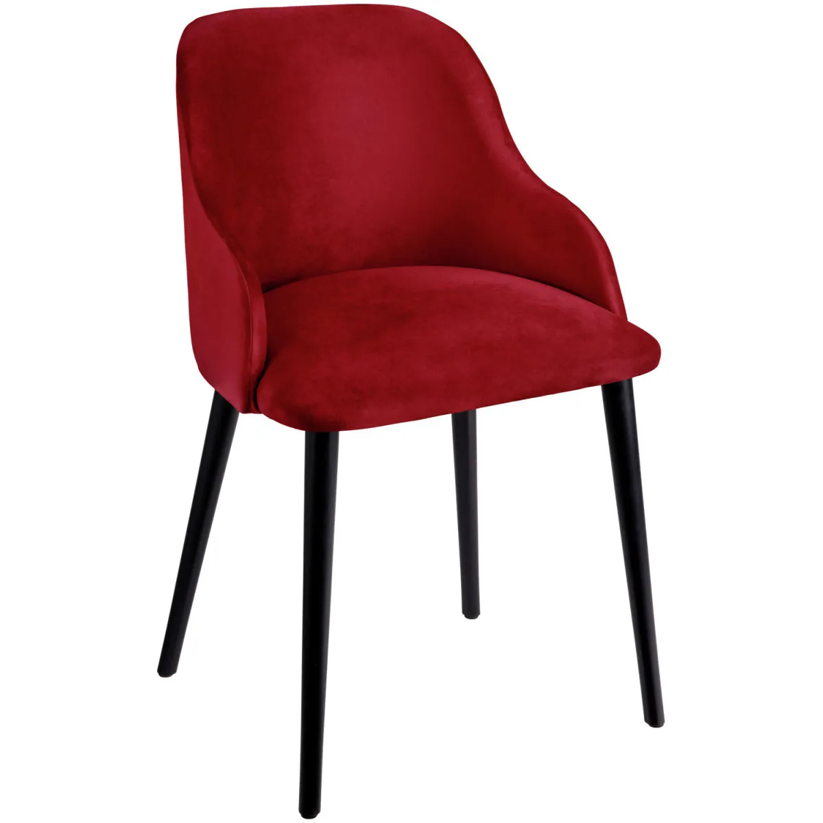 VEGA Poltroncina Almonda in velluto; 54x64x77.5 cm (LxPxH); seduta rosso, struttura nero - immagine 1
