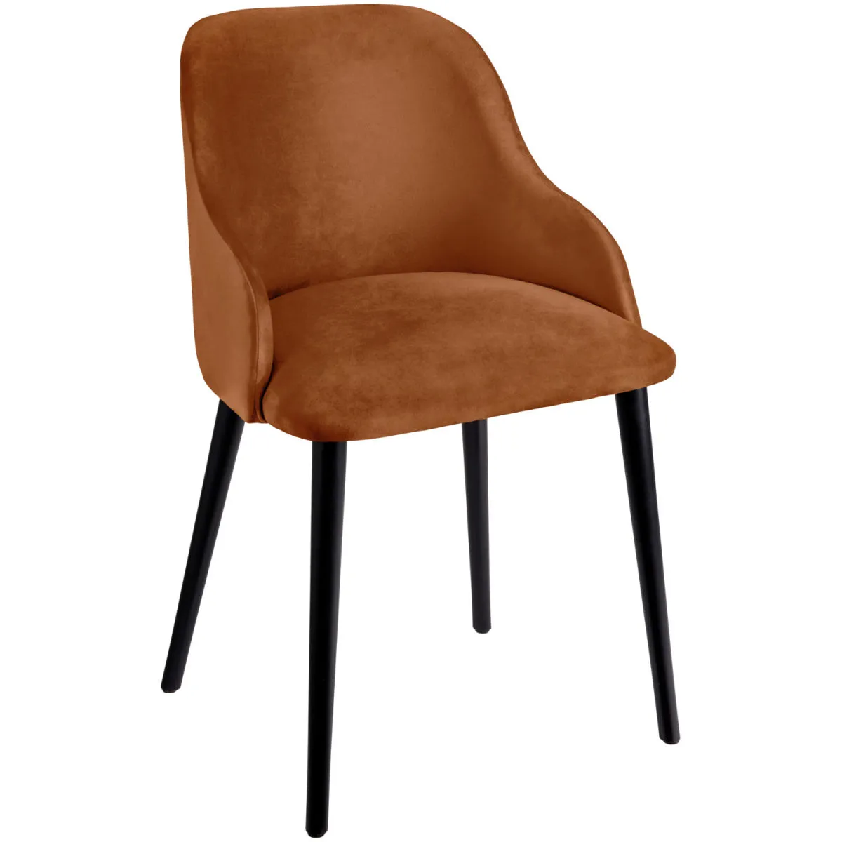 VEGA Poltroncina Almonda in velluto; 54x64x77.5 cm (LxPxH); seduta cognac, struttura nero - immagine 1