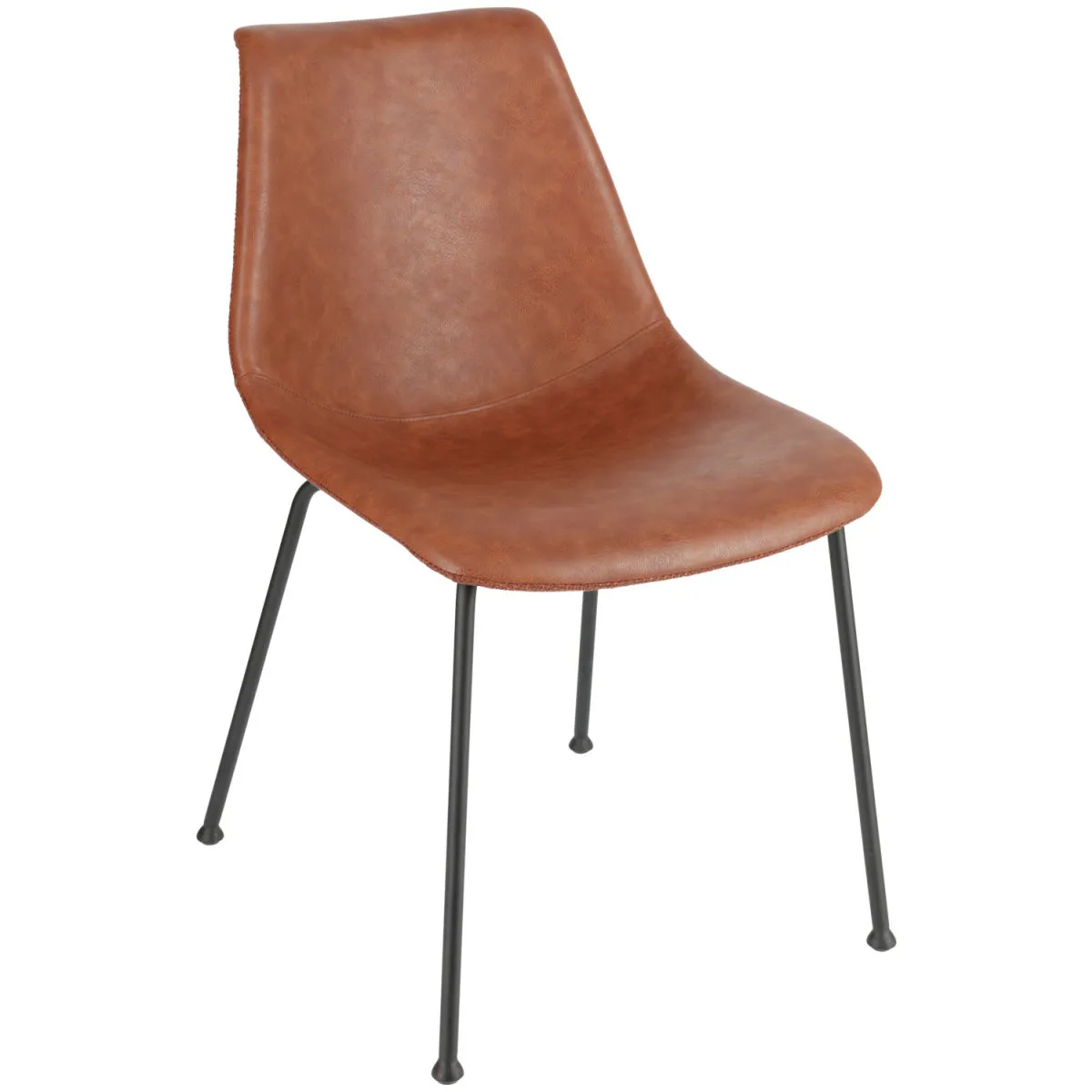 2x VEGA Sedia Velaro in similpelle; 49x62x81 cm (LxPxH); seduta marrone ruggine, struttura nero; 2 pz. / Pacco - immagine 1
