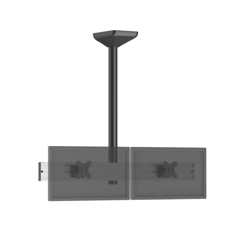 Kimex 031-4232K1 Supporto a soffitto per 2 schermi da 32″ VESA 75x75/100x100, regolazione di altezza e orientamento, grigio/nero - immagine 1