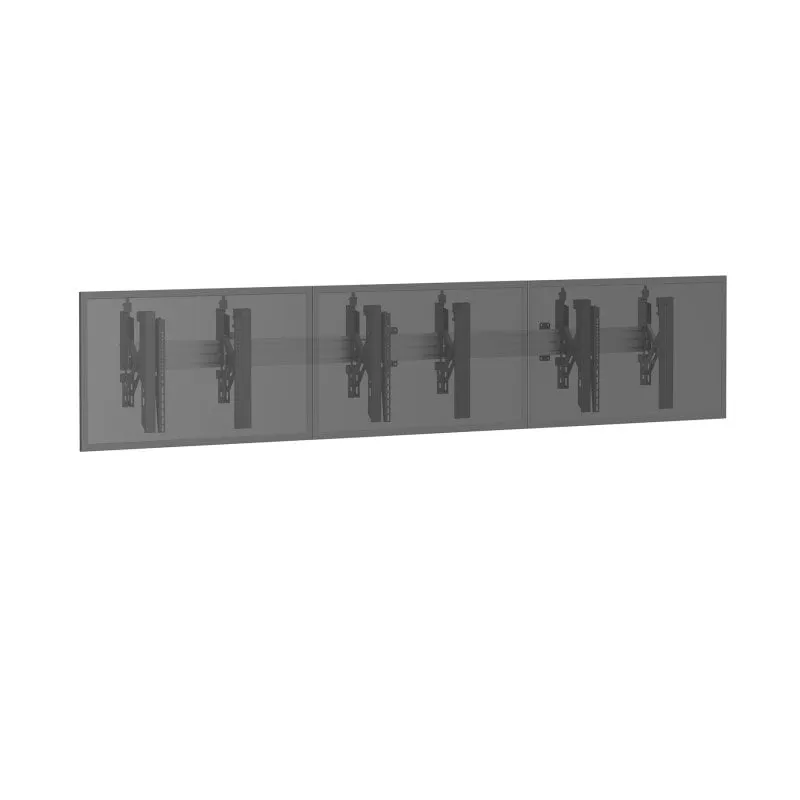 Supporto a parete Kimex 031-3301K2 per 3 schermi 50-55″ VESA 210kg push-pull grigio/nero - immagine 1