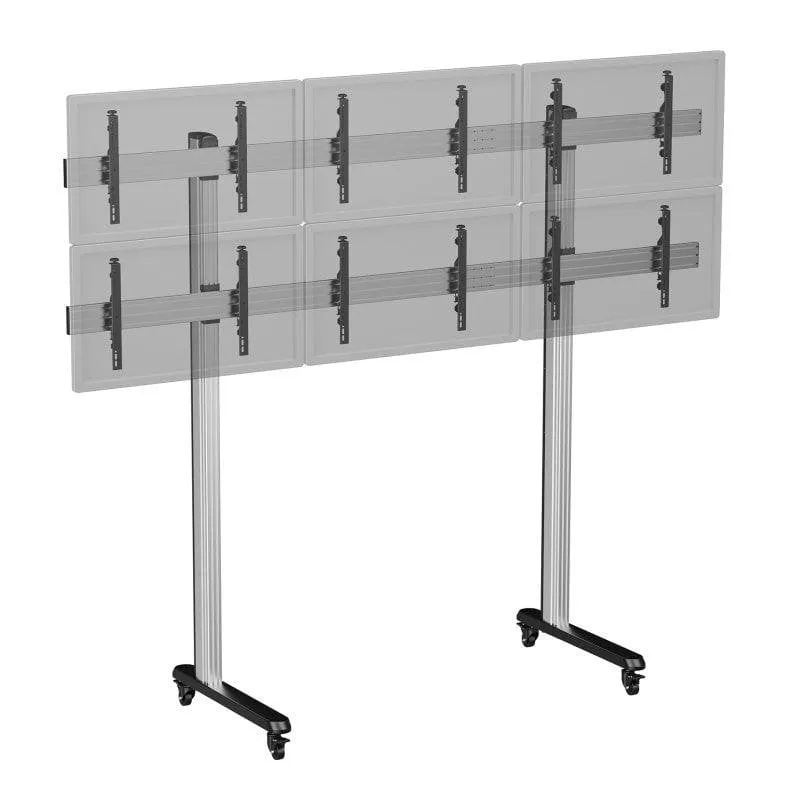 Kimex 031-2602K2 Supporto Videowall Mobile 6 Schermi 50 a 55" VESA 200x200 a 600x400 Max 300Kg - immagine 1