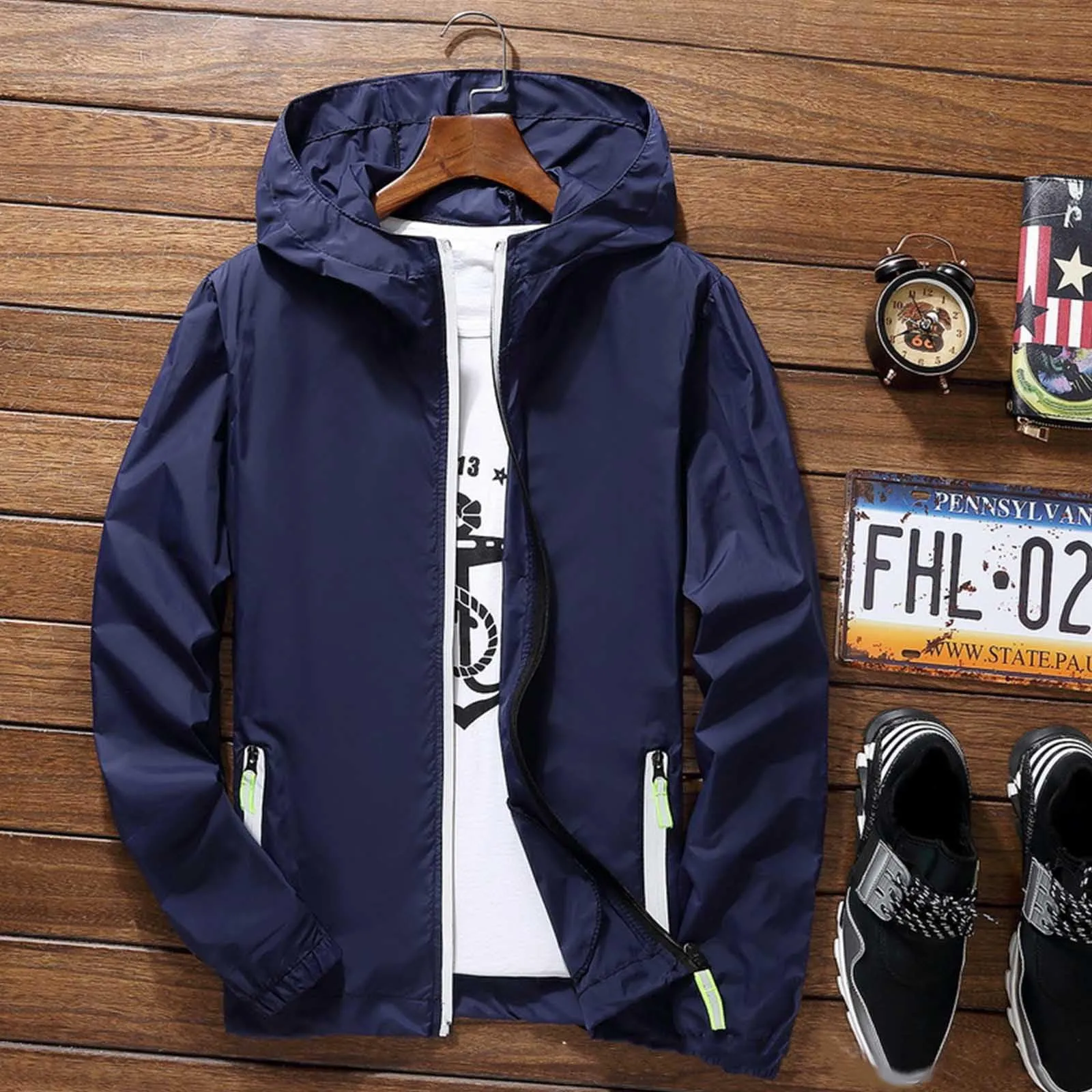Giacca Uomo Primaverile, Giacca Bomber da Uomo, Giacca a Vento da Bomber Leggera, Casual, Elegante, con Cerniera E Tasche Giacca da Uomo Giubbotto Leggere Casual Giubbotto - immagine 2