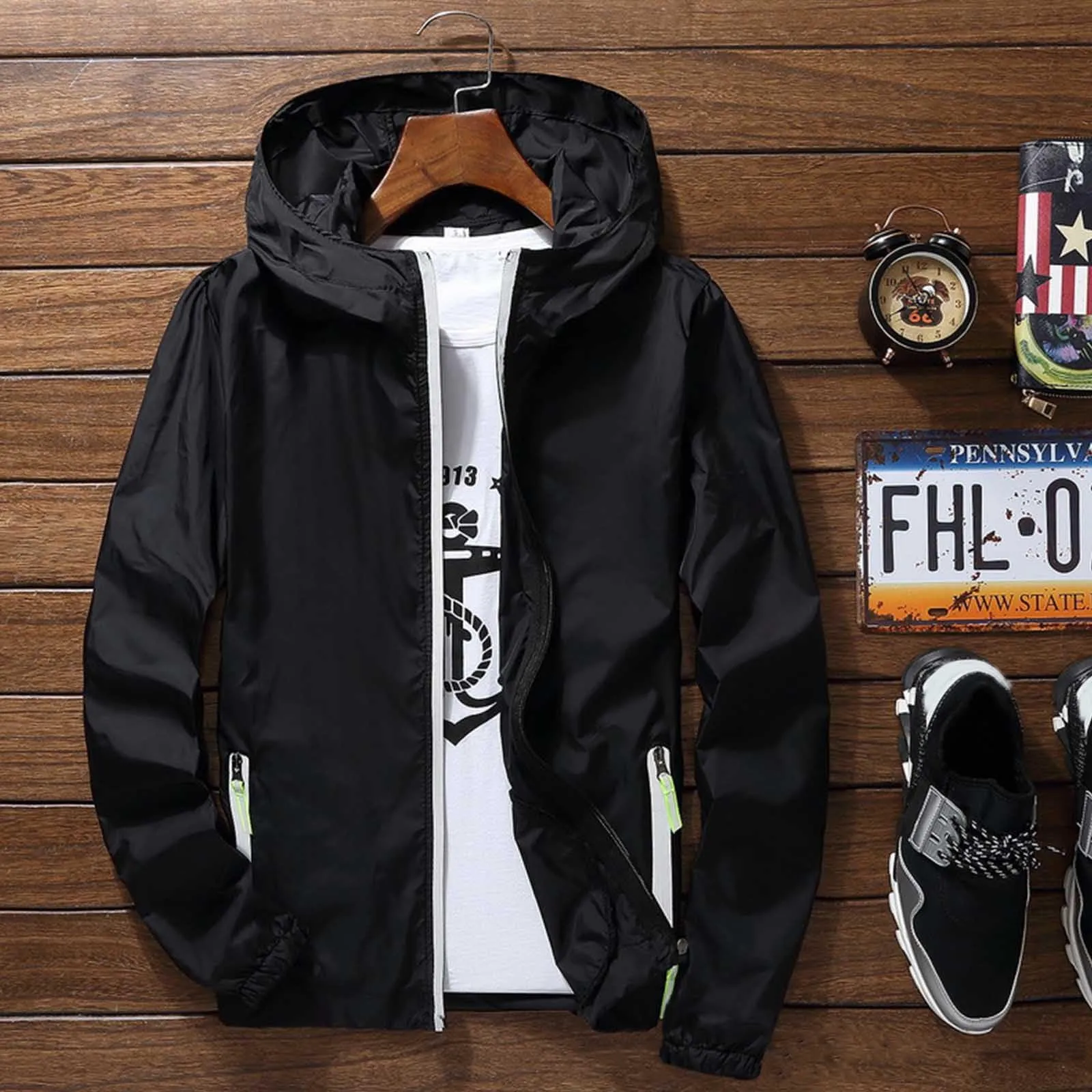 Giacca Primavera Uomo, Bomber Uomo, Leggera Casual Primavera Estate Bomber Giubbino Sportiva Antivento Giubbotto con Cerniera Tasche Giubbino Estivo Uomo Giacca Uomo Casual - immagine 3