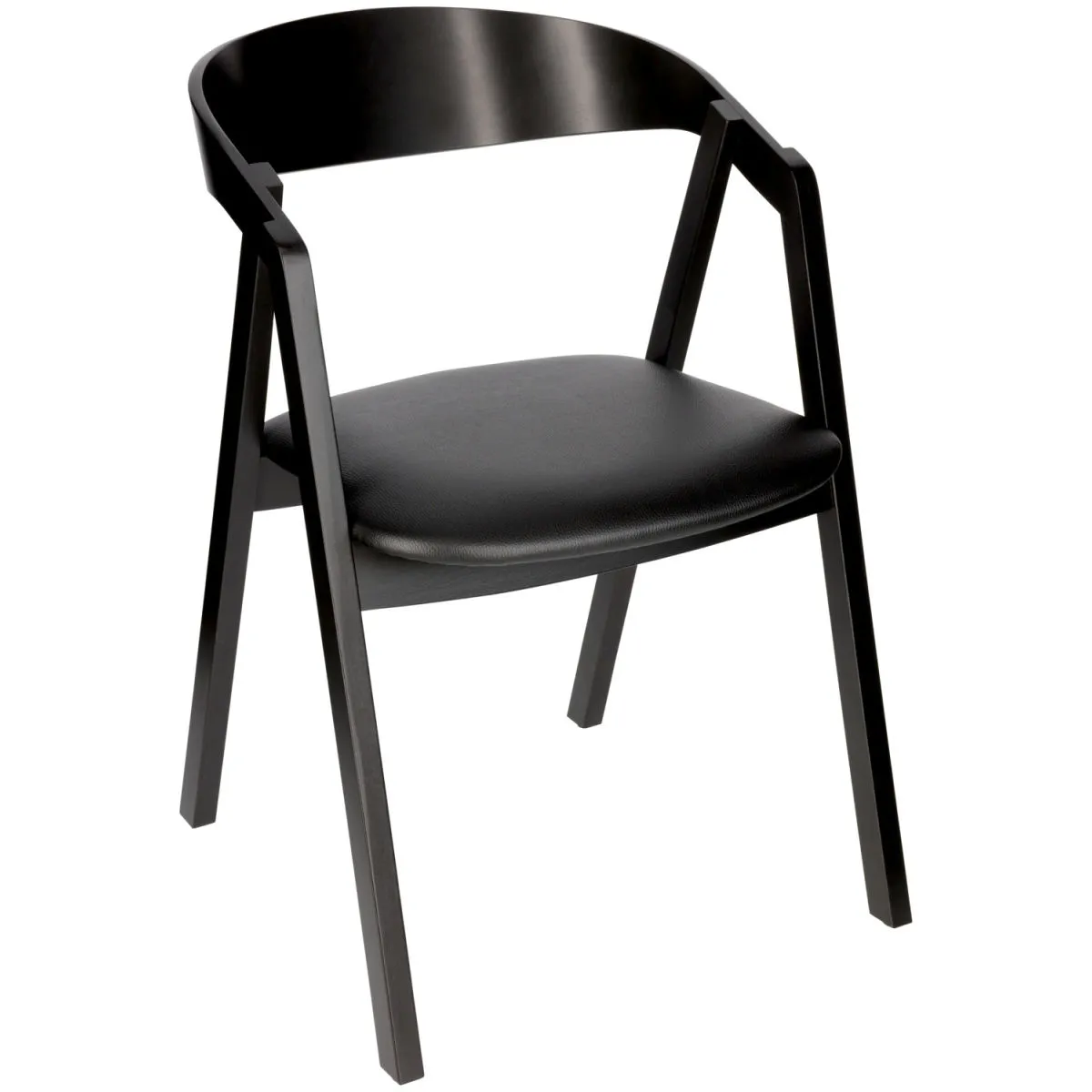 2x VEGA Sedia impilabile Calma Ecopelle in legno di faggio laccato nero; 54x53x79 cm (LxPxH); seduta nero, struttura nero; 2 pz. / Pacco - immagine 1