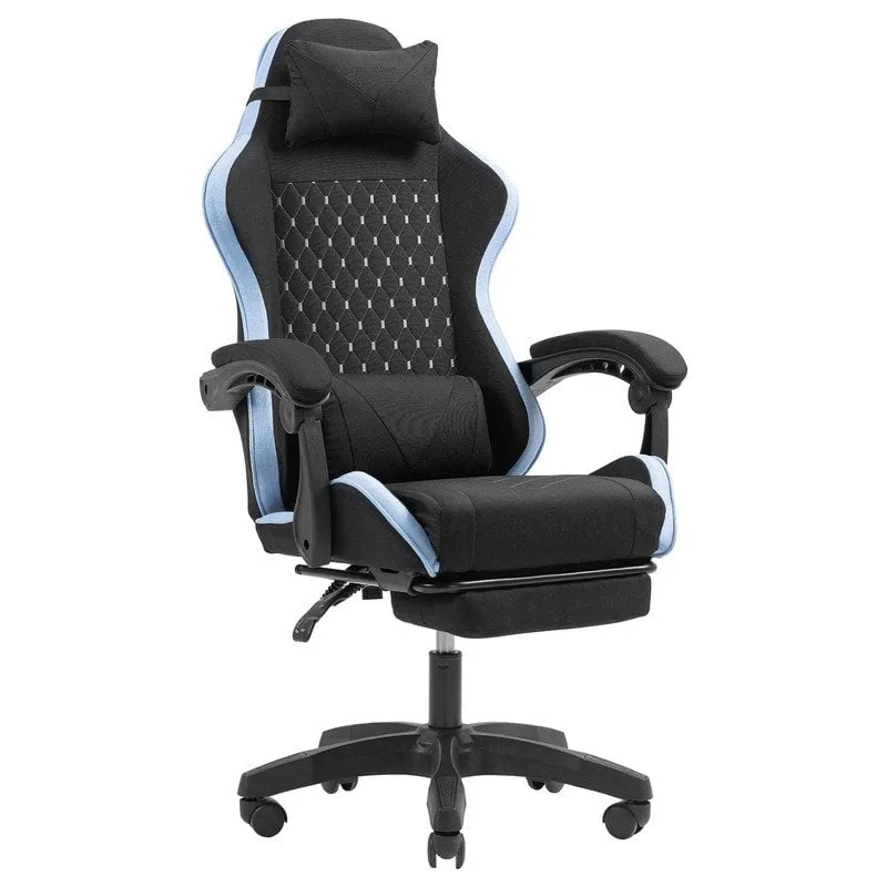 Sedia da gioco da corsa in tessuto Mars Gaming MGC-X con supporto lombare regolabile e poggiapiedi, 4 colori - immagine 1