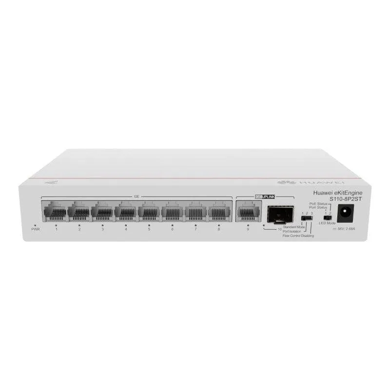 Switch Huawei S110-8P2ST 8 porte Gigabit PoE+ 1 GE SFP 20Gbps Compatta - immagine 1