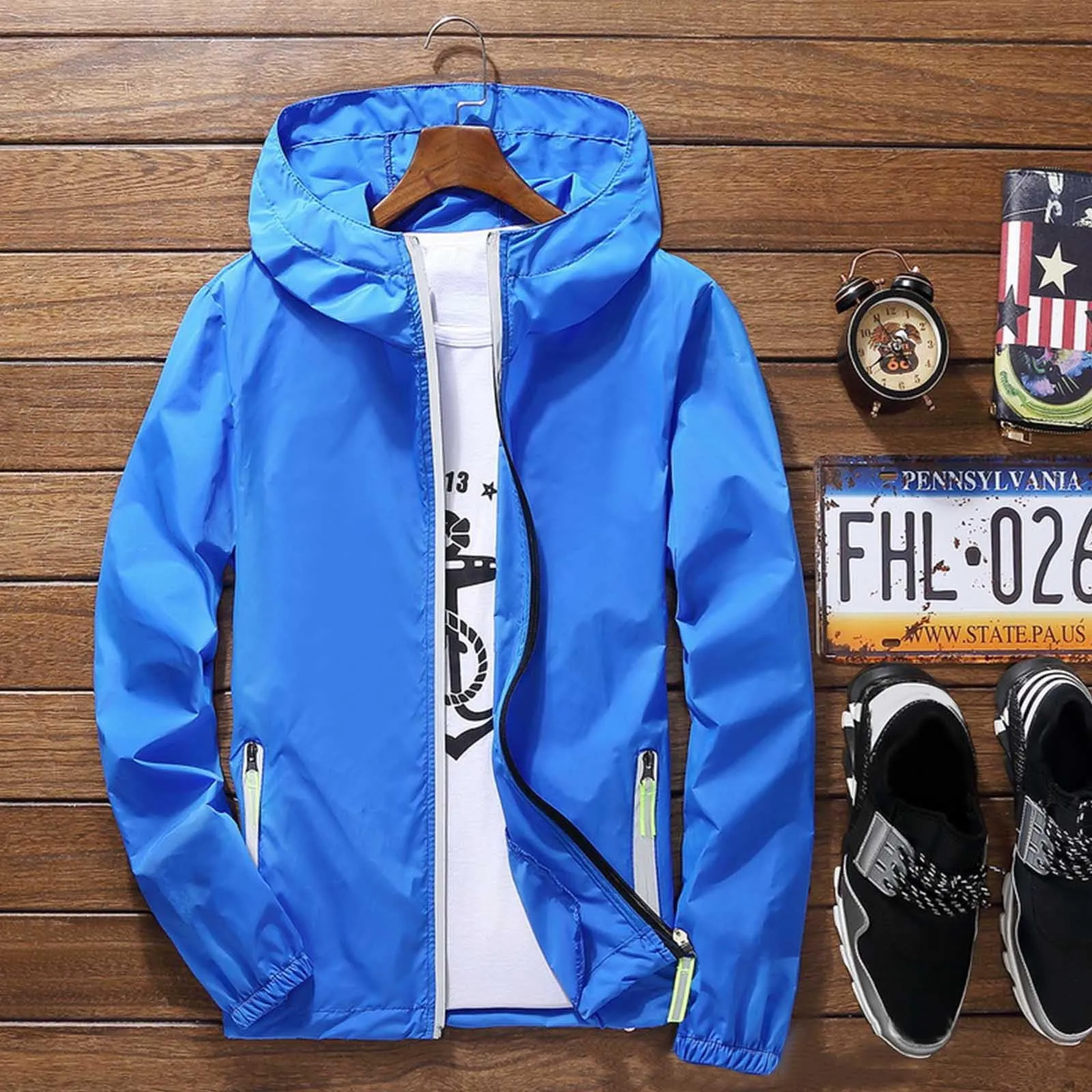 Giubbotto Uomo Primaverile, Bomber Uomo Primaverile, Leggera Casual Primavera Estate Bomber Giubbino Sportiva Antivento Giubbotto con Cerniera Tasche Giacca Mezza Stagione Giacca da Lavoro Uomo - immagine 2