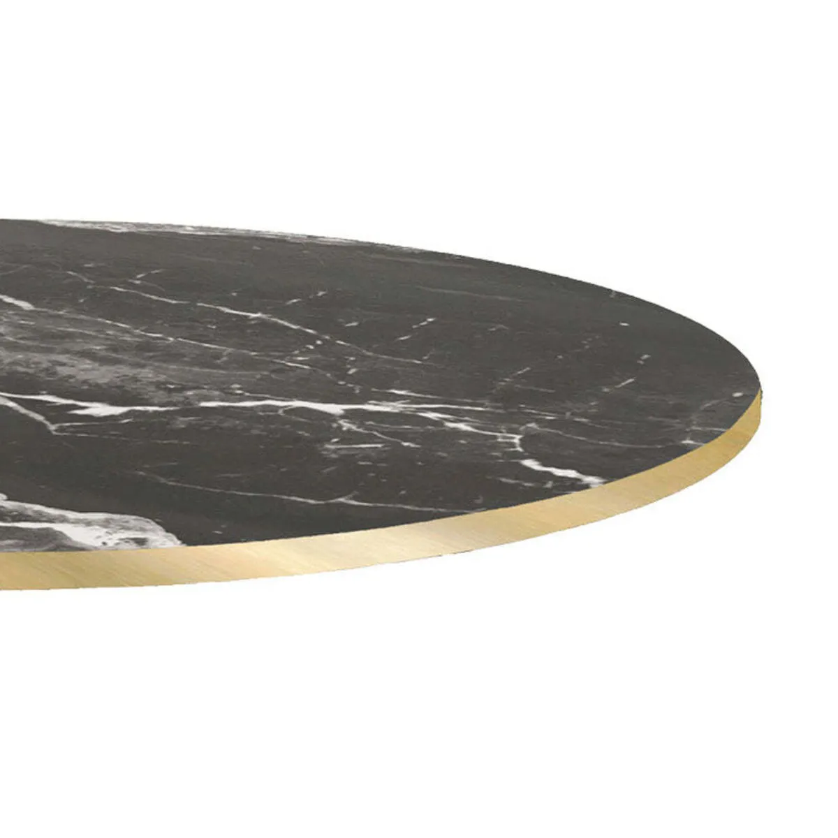 RestooTab Piano tavolo rotondo, laminato marmo scuro, bordi colore ottone; 70x70 cm (LxL); nero/marrone/ottone; rotonda - immagine 1