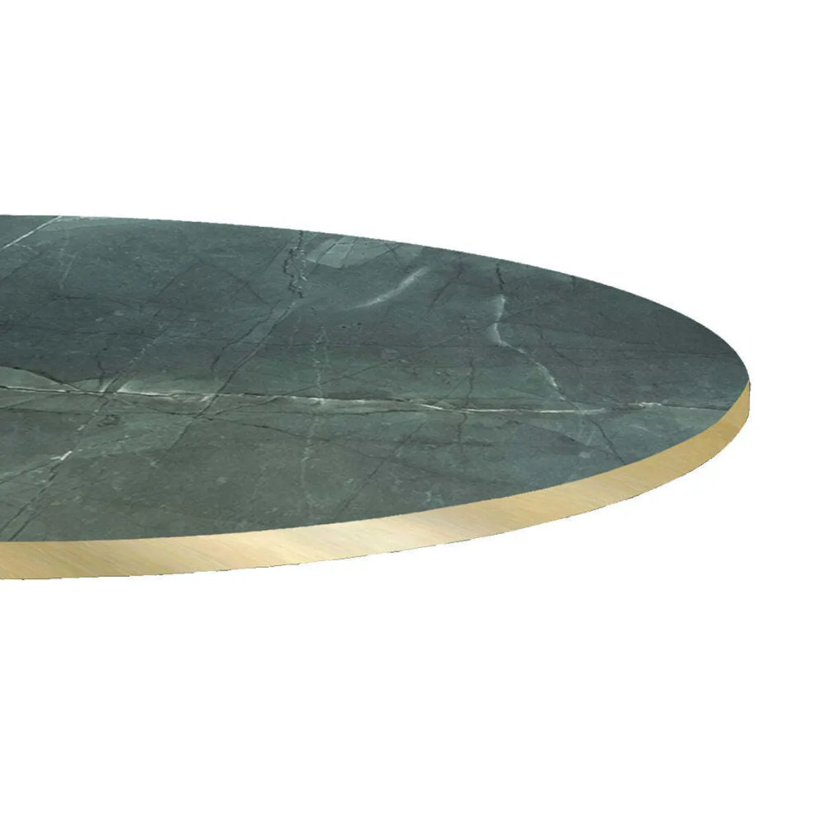 RestooTab Piano tavolo rotondo, laminato marmo scuro, bordi colore ottone; 120x120 cm (LxL); verde scuro/marmorizzato/ottone; rotonda - immagine 1