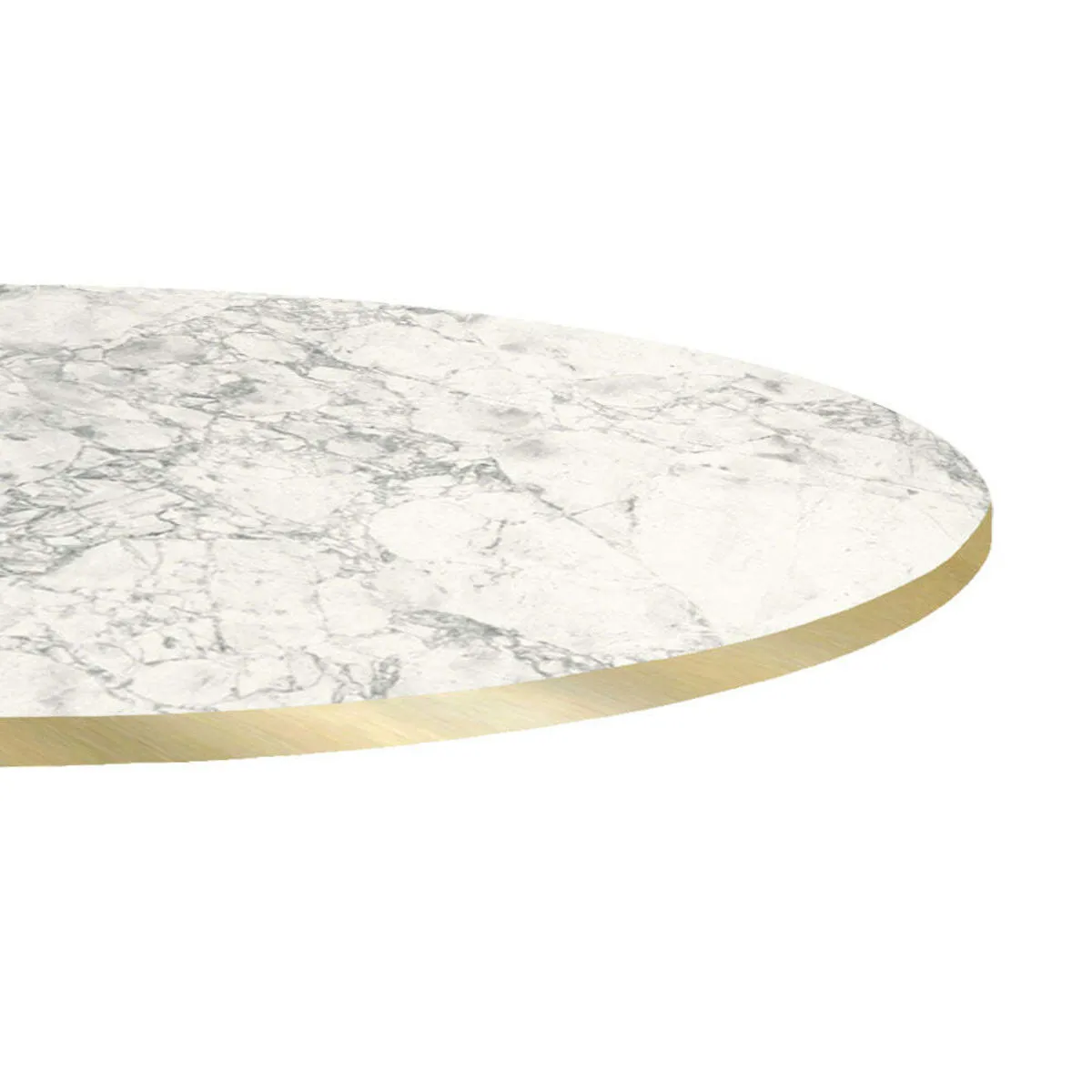 RestooTab Piano tavolo rotondo, laminato marmo chiaro, bordi colore ottone; 70x70 cm (LxL); grigio chiaro/ottone/marmorizzato; rotonda - immagine 1