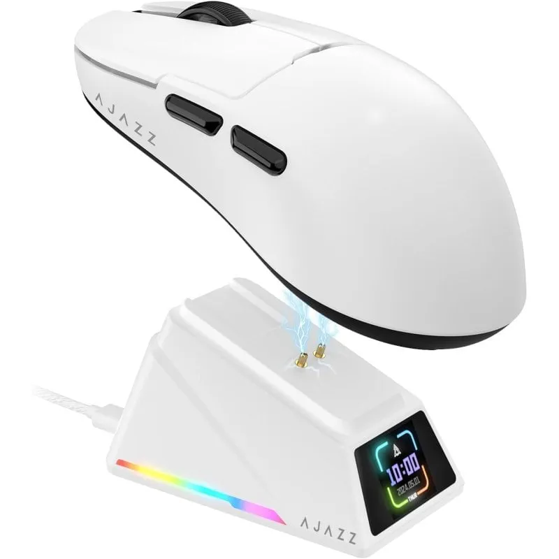 Mouse wireless AJAZZ 42000 DPI ultraleggero Tri-Mode Dock di ricarica TFT - immagine 1
