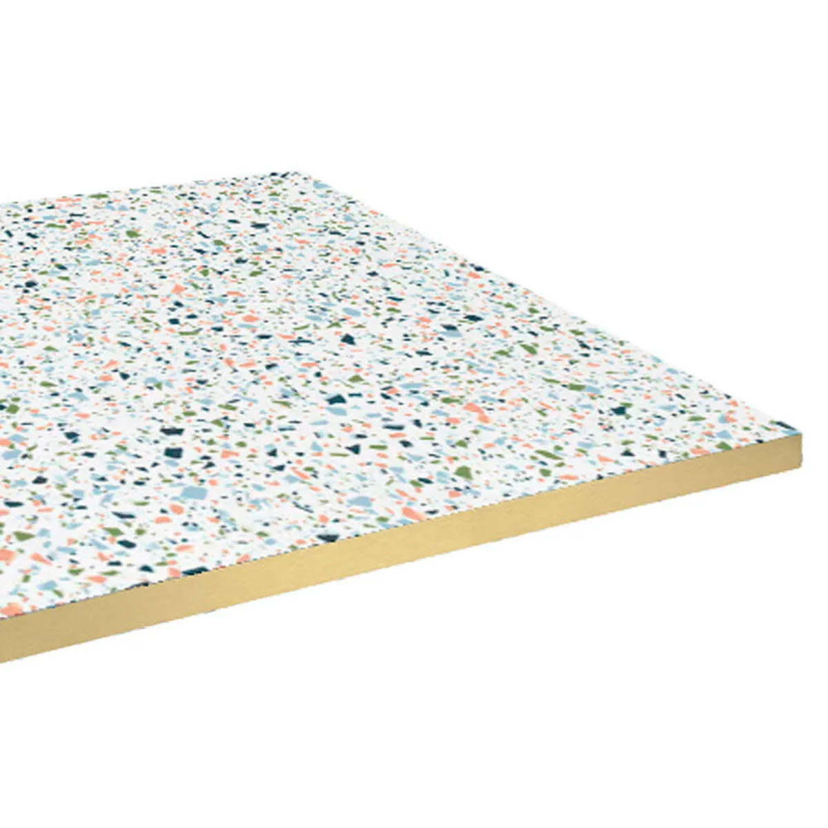 RestooTab Piano tavolo quadrato, laminato Terrazzo, bordi colore ottone; 70x70 cm (LxL); multicolore/terazzo/ottone; quadrata - immagine 1