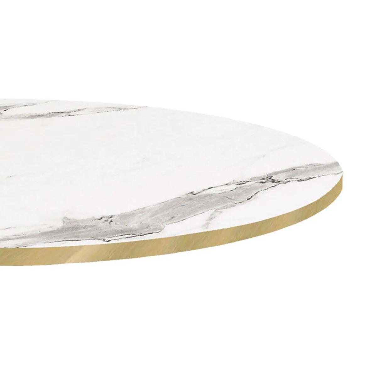 RestooTab Piano tavolo rotondo, laminato marmo chiaro, bordi colore ottone; 70x70 cm (LxL); bianco/grigio/ottone; rotonda - immagine 1