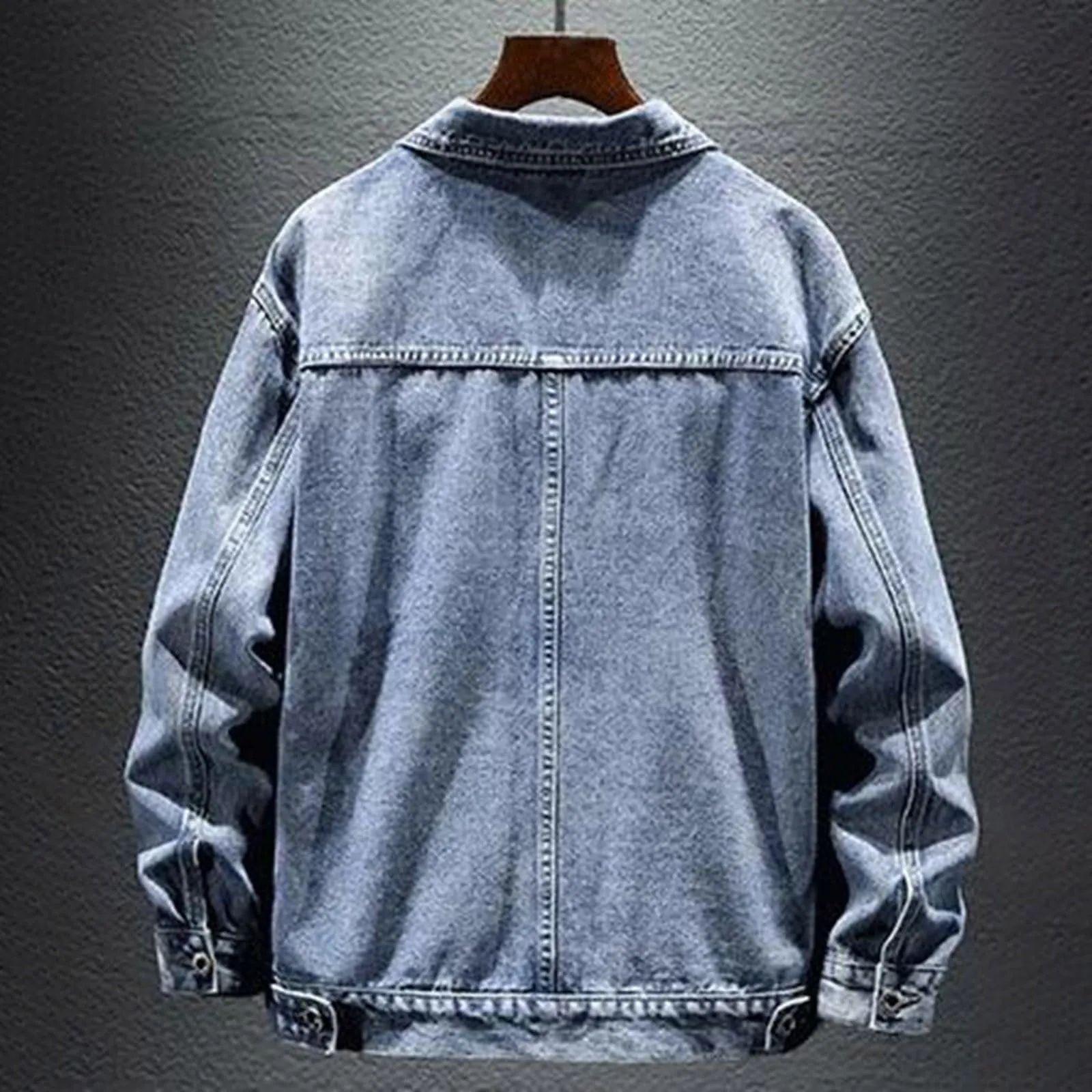 Giacca di Jeans da Uomo, Giacca Primavera Uomo, Giacca da Uomo Denim Streetwear Hip Hop Jean Giacche Maschile Casual Capispalla Sciolta Versione Allentati Giacca in Jeans per Il Tempo Libero - immagine 3