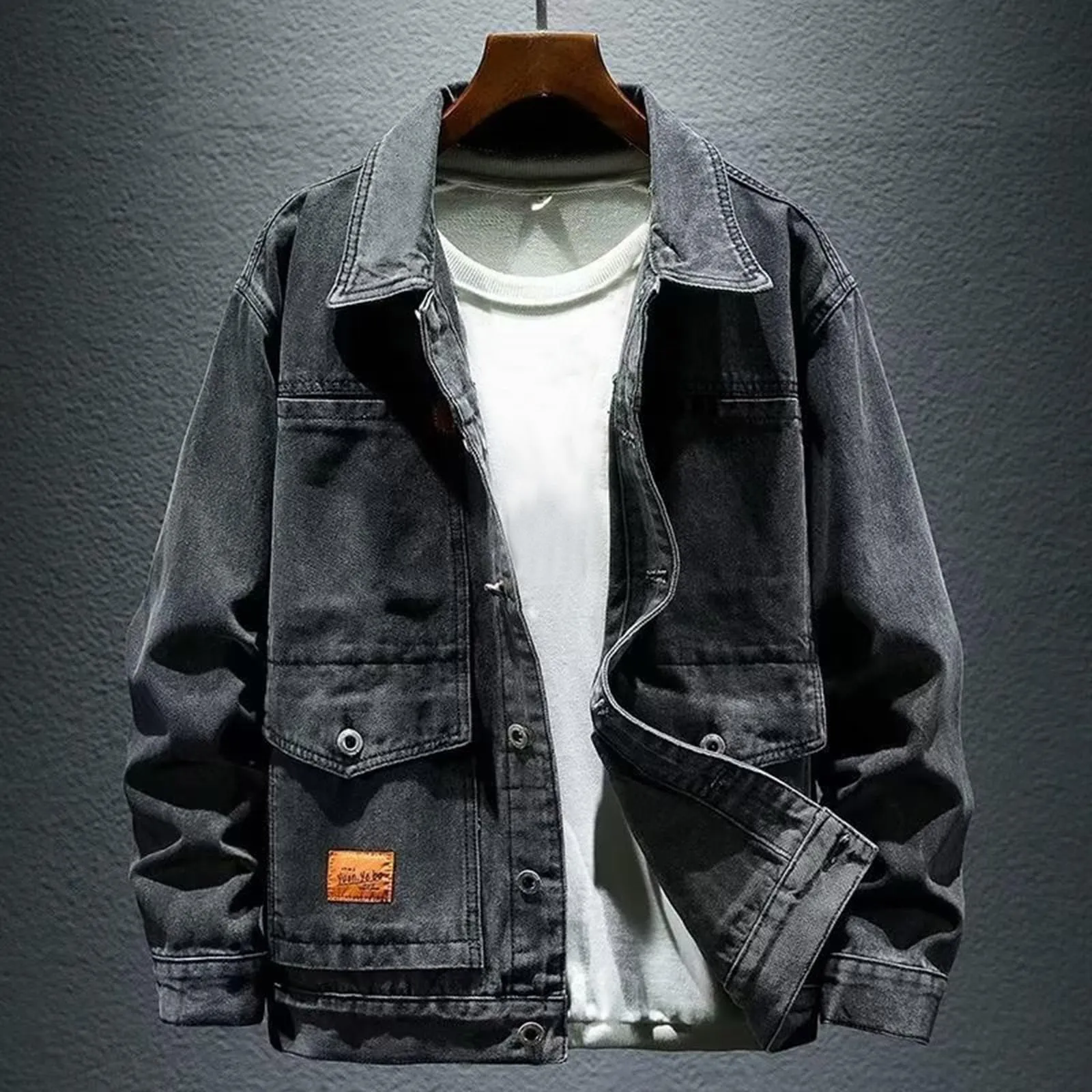 Giacca Jeans Uomo Nera, Giubbotto Estivo Uomo, Giubbotto Casual Denim Giacca Giubbino Moto Slim Fit Jacket Taglie Forti Giacca Casual Slim Fit per Donna Uomo Giacca Trucker - immagine 4