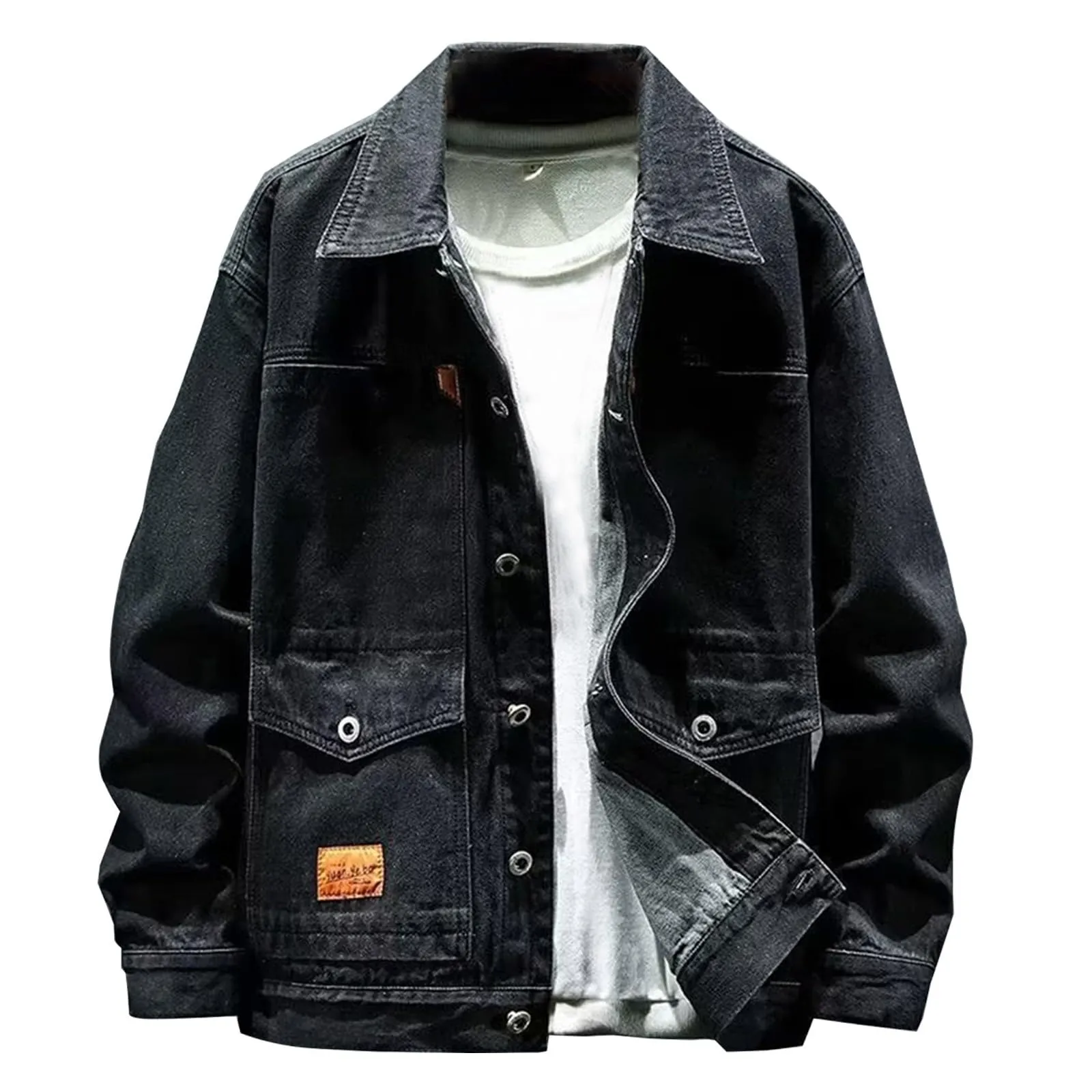 Giubbotto Di Jeans Uomo, Giacca Primavera Uomo, Estivo Casual Denim Giacca Giubbino Slim Fit Giubbotto Da Mezza Stagione Denim Cotone Con Botonni E Tasche Giubbino Jeans Giacca In Denim Giacca Trucker - immagine 1