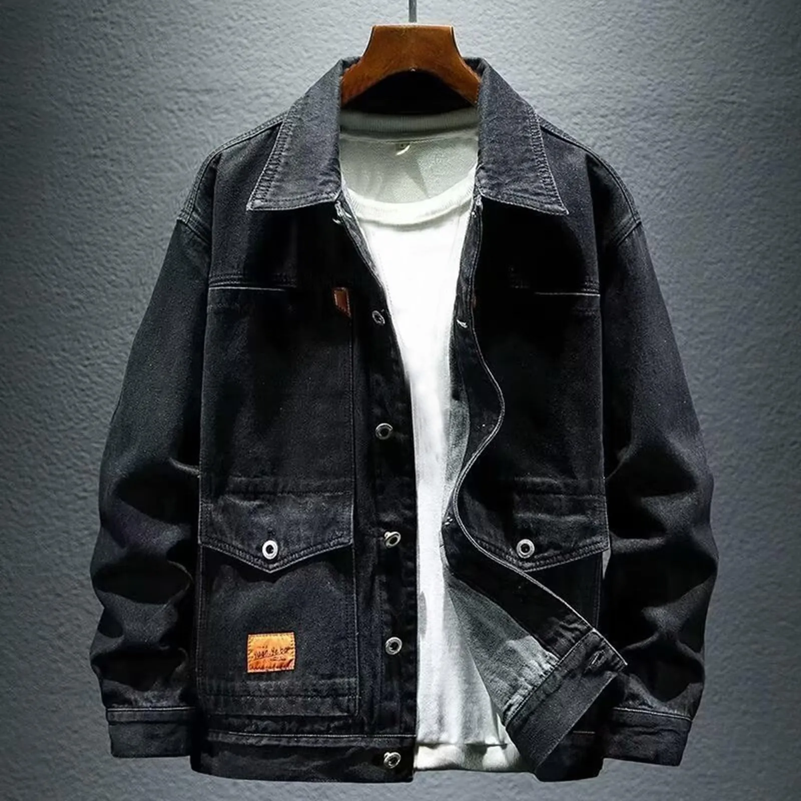 Giubbotto Di Jeans Uomo, Giacca Primavera Uomo, Estivo Casual Denim Giacca Giubbino Slim Fit Giubbotto Da Mezza Stagione Denim Cotone Con Botonni E Tasche Giubbino Jeans Giacca In Denim Giacca Trucker - immagine 4