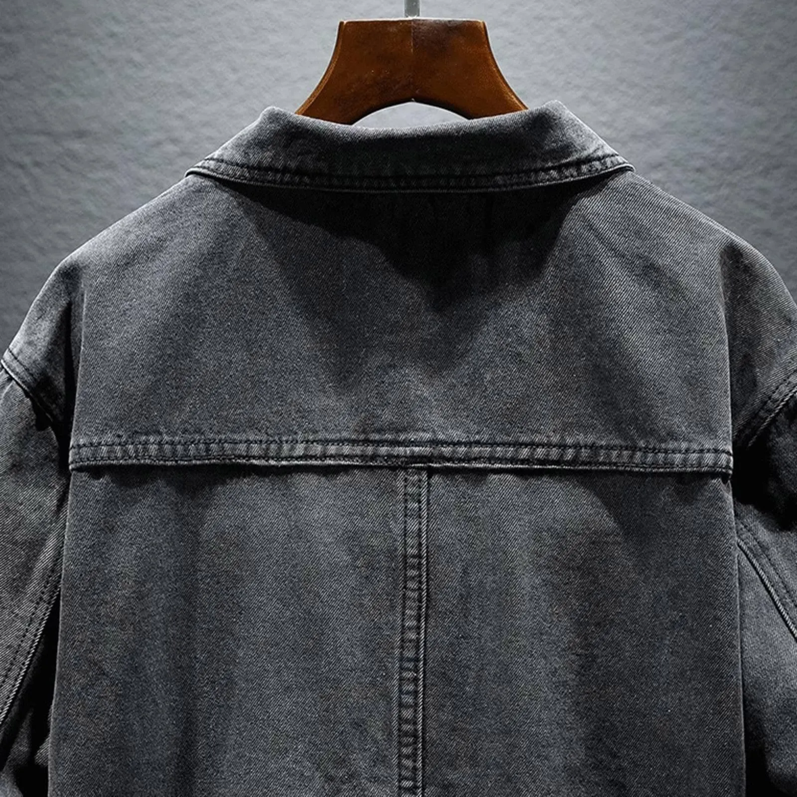Giacchetto Jeans Uomo, Giubbotto Uomo Primaverile Giubbotto Manica Lunga Finta Biker Casuale in Cotone Effetto Denim Moda Giacca Motion Rider Jacket Giacca in Jeans Giacca Trucker - immagine 2