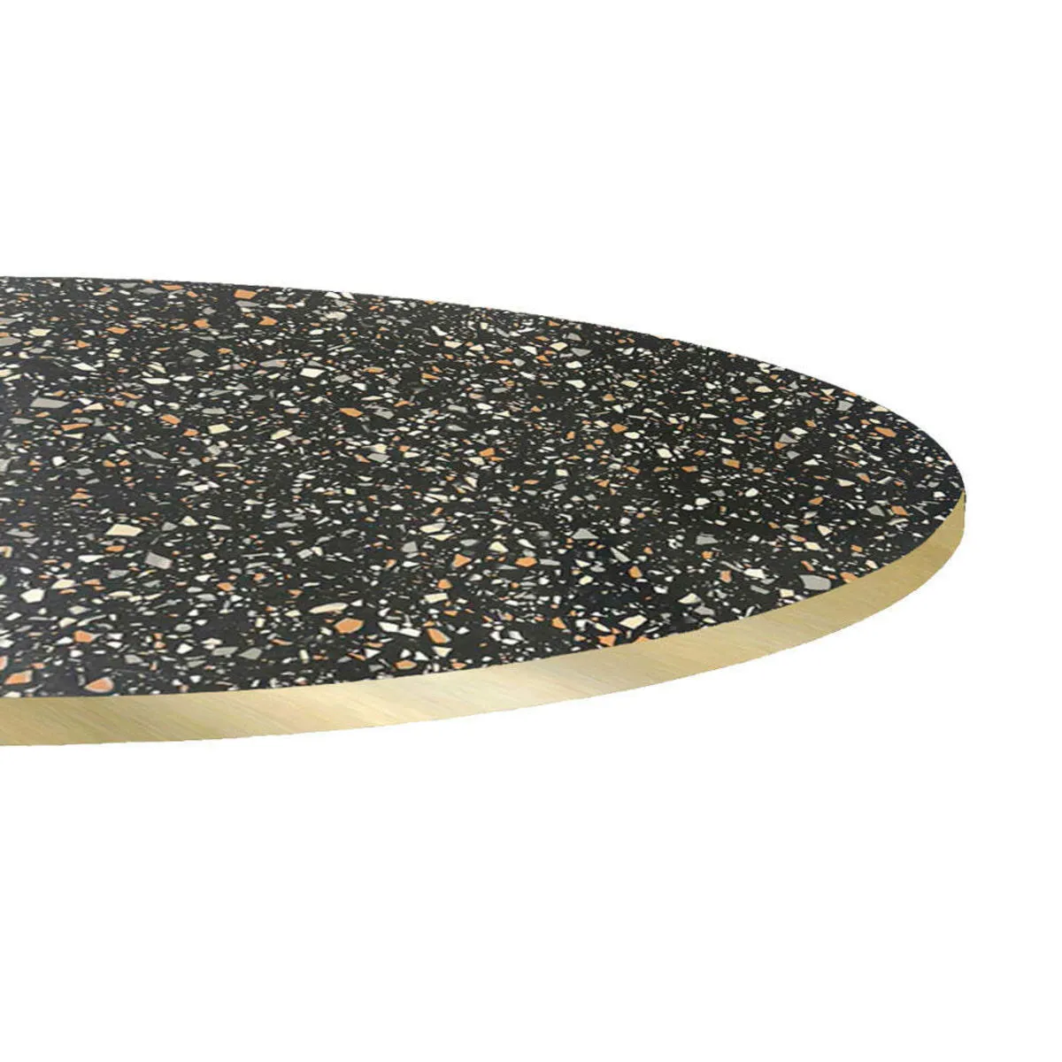 RestooTab Piano tavolo rotondo, decoro Terrazzo, bordi color ottone; 120x120 cm (LxL); nero/terazzo/ottone; rotonda - immagine 1
