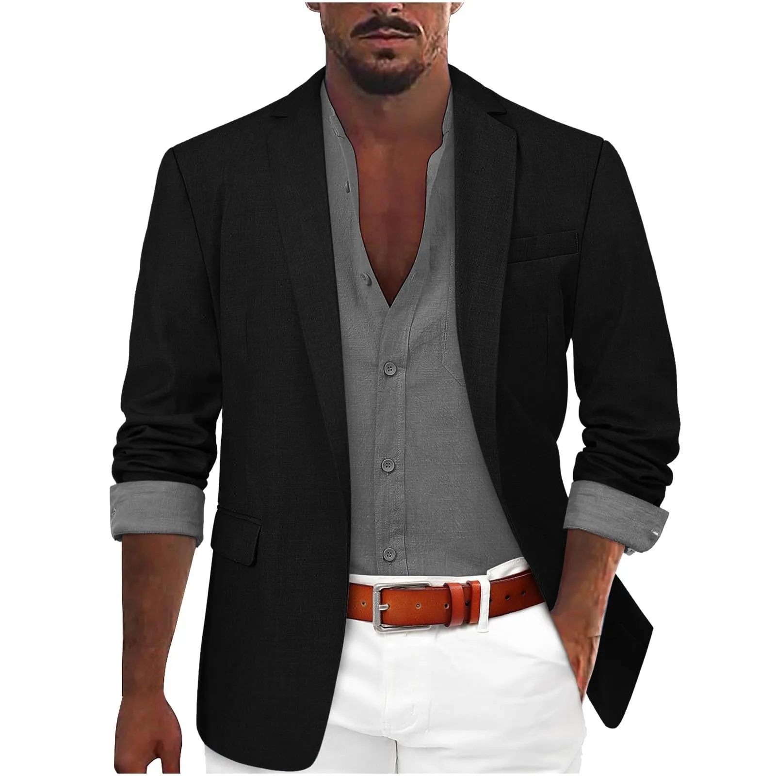 Blazer da Uomo Slim Fit, Regular Fit Formale Giacca da Abito Casual 1 Pulsante Elegante Giacche Modello Blazer Giacca da Abito Formale Cappotti E Giacche per Abito Giacche da Completo - immagine 3