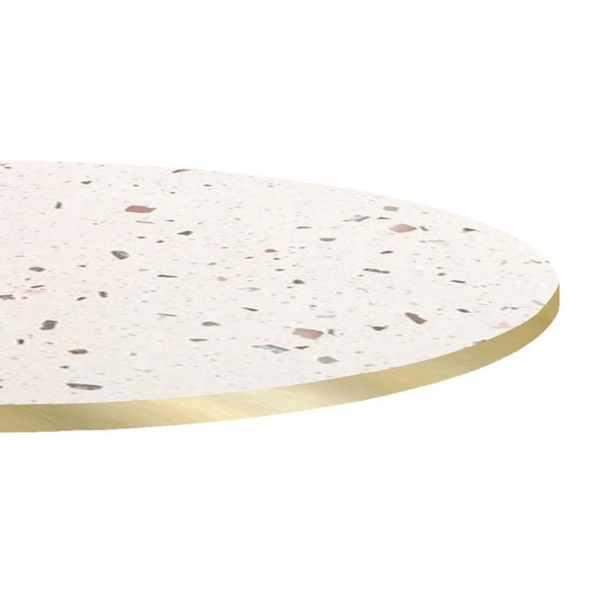 RestooTab Piano tavolo rotondo, decoro Terrazzo, bordi color ottone; 70x70 cm (LxL); bianco/terazzo/ottone; rotonda - immagine 1