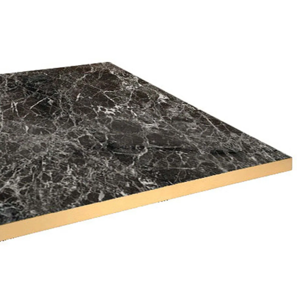 RestooTab Piano tavolo quadrato, decoro in marmo scuro, bordi color ottone; 60x60 cm (LxL); nero/marmorizzato; quadrata - immagine 1