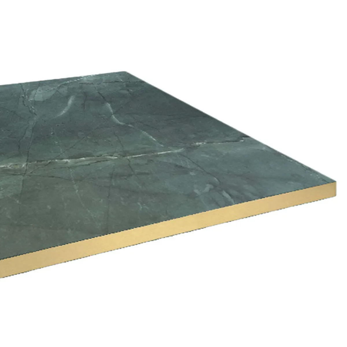 RestooTab Piano tavolo quadrato, decoro in marmo scuro, bordi color ottone; 60x60 cm (LxL); verde scuro/marmorizzato/ottone; quadrata - immagine 1
