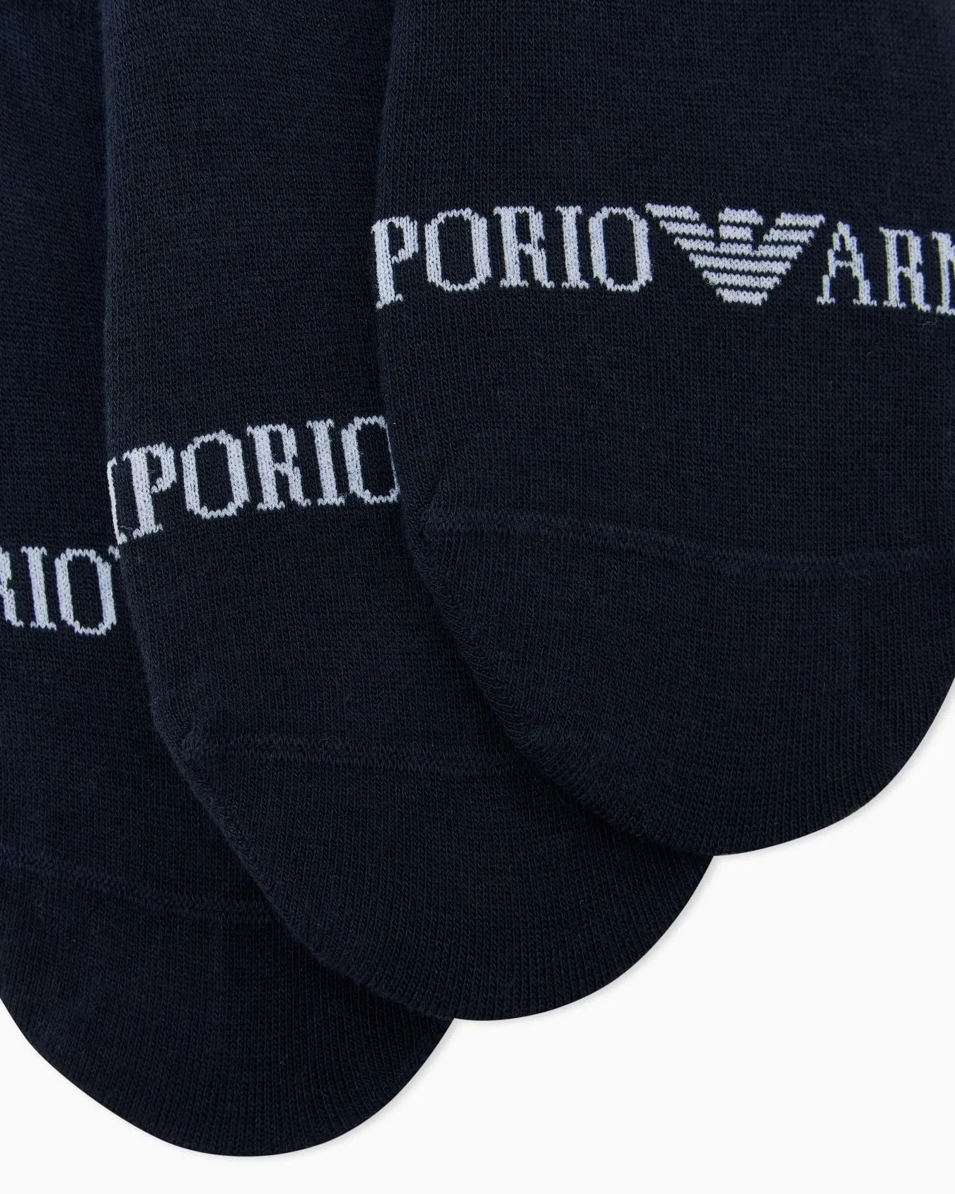 EMPORIO ARMANI CALZINI INVISIBILI UOMO LOGO ESTENSO 3 PACCHETTI BLU S/M - immagine 2