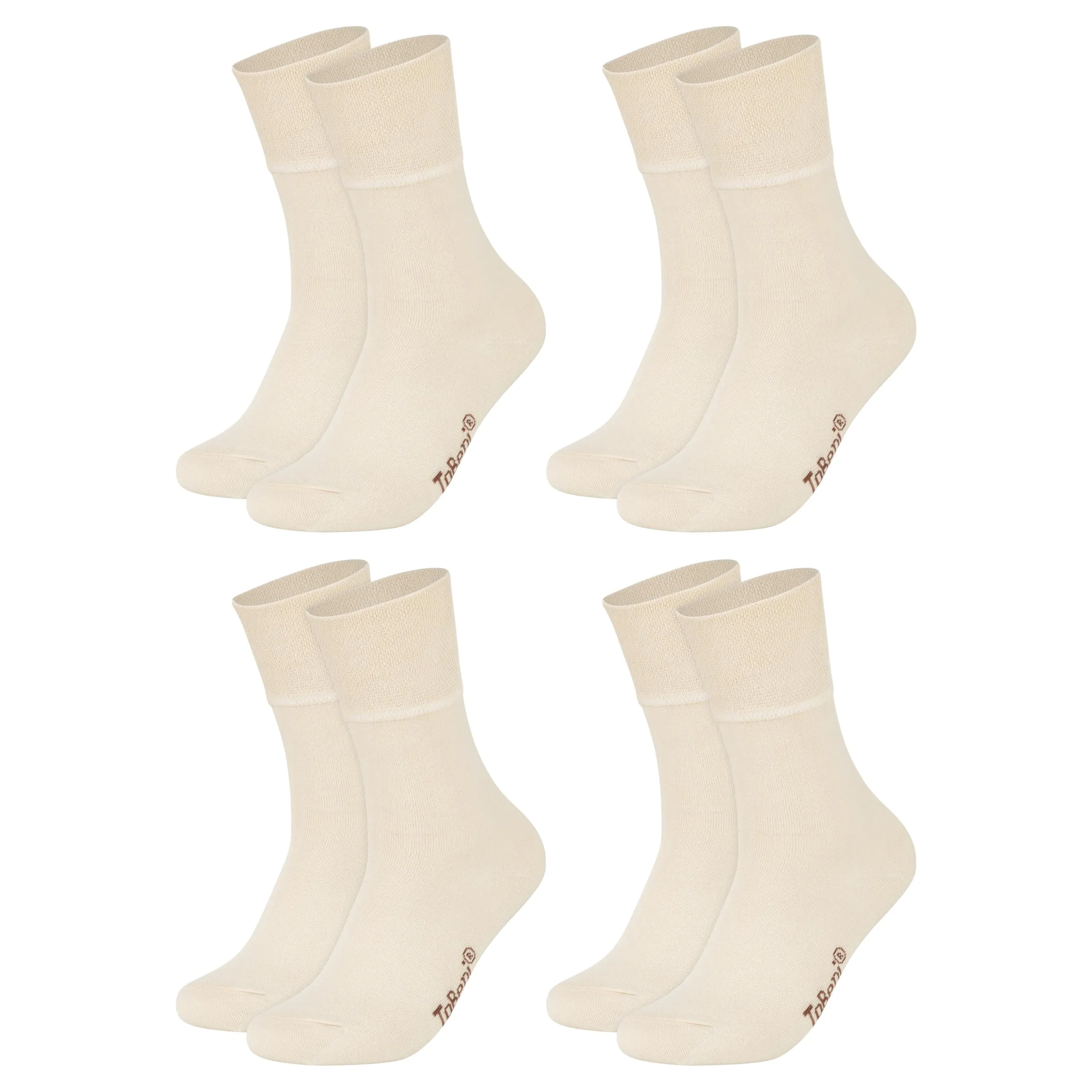 Tobeni 8 paia di calzini in cotone senza gomma unisex, beige., 39-42 - immagine 6