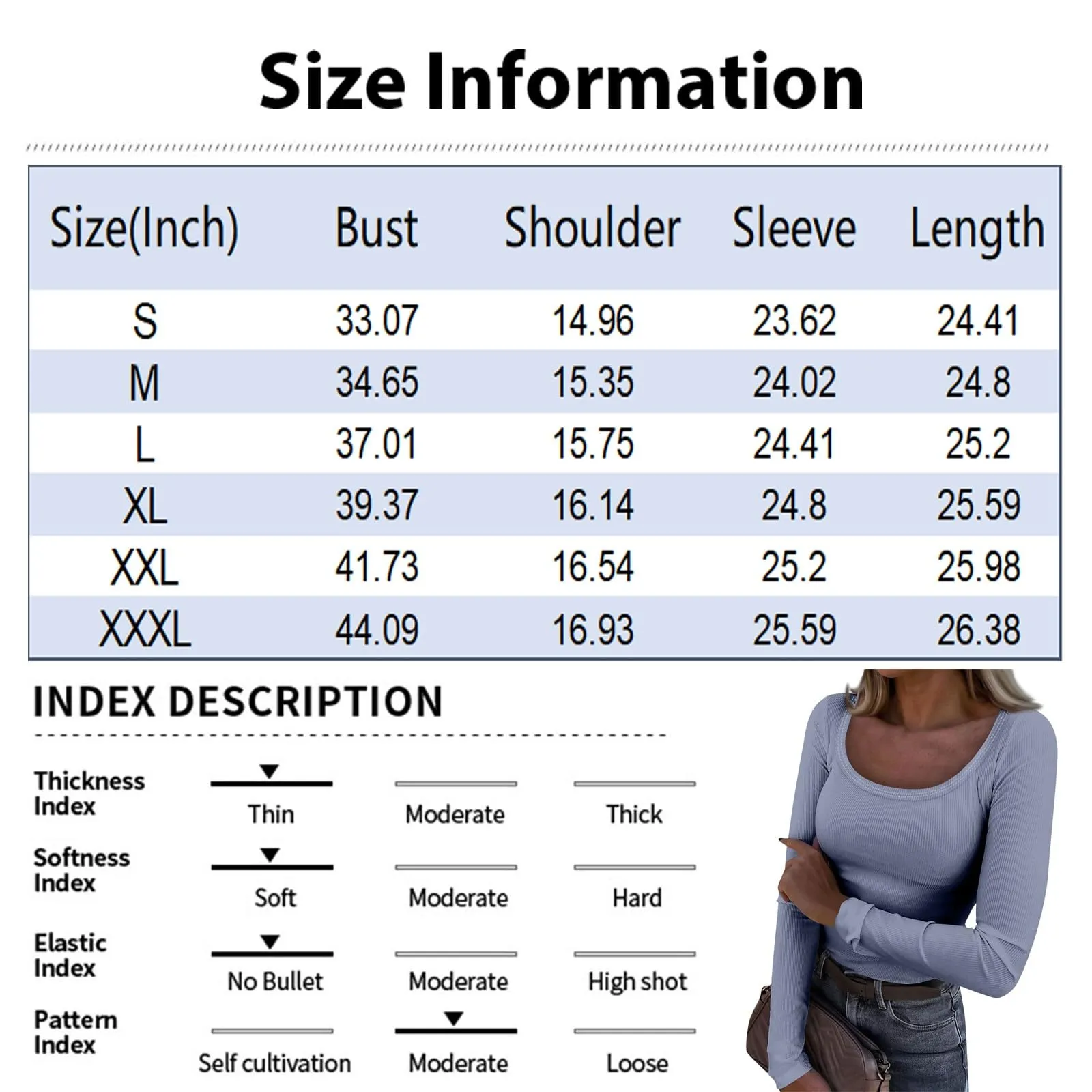 MOKBAY Maglie Eleganti Donna Manica Lunga Basic Maglia Sexy Tshirt Slim Fit Elegante Maglia Intima Tinta Unita Magliette Cotone Manica Lunga Attillate Invernali Top Maniche Lunghe Donna 3XL - immagine 5