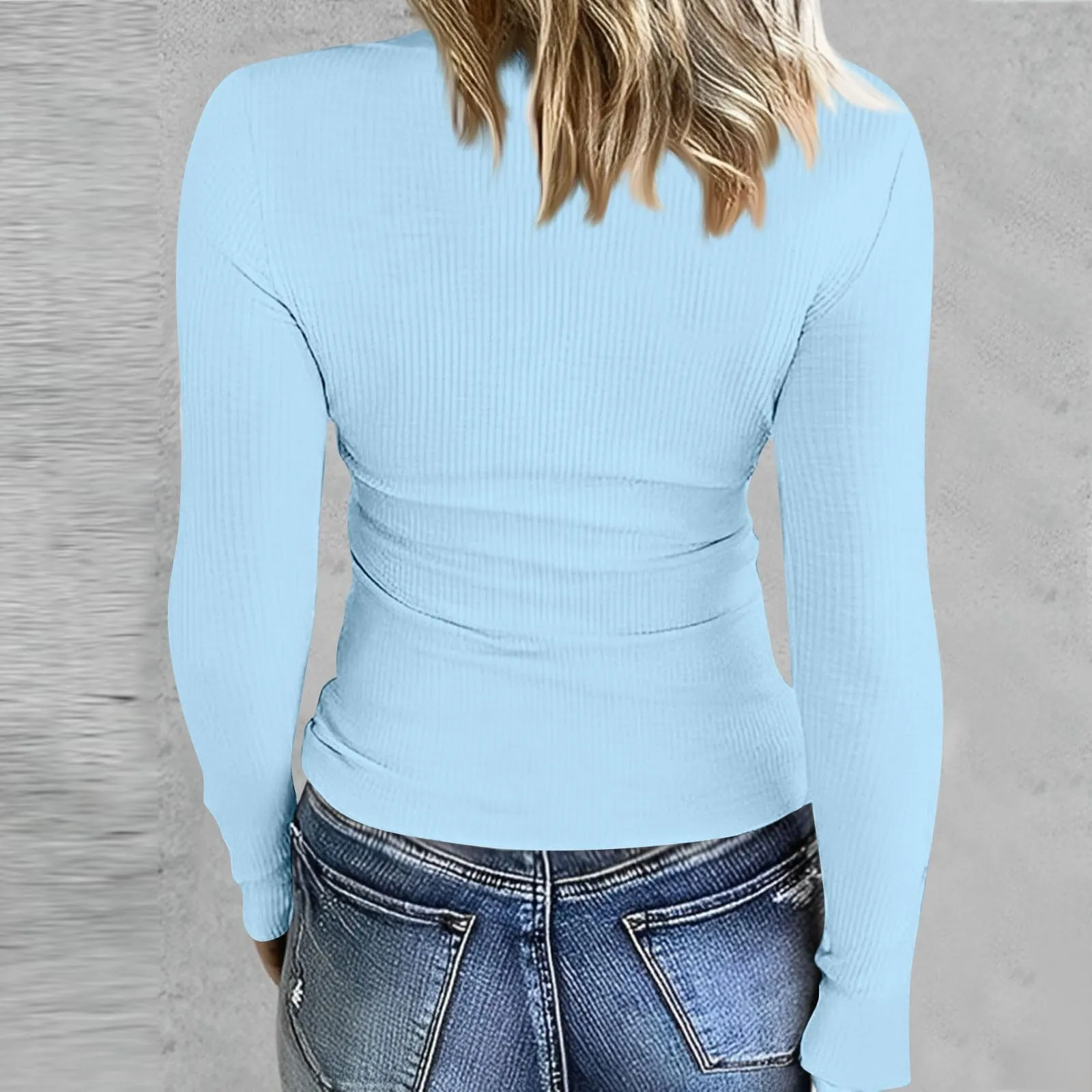 MOKBAY Magliette Donna Eleganti Slim Fit Elegante Manica Lunga Curvy Maglia Tshirt Tinta Unita Invernali Corsetto Basic Top Arancione Maglie Curvy Maglia Bianca Donna 3XL - immagine 3