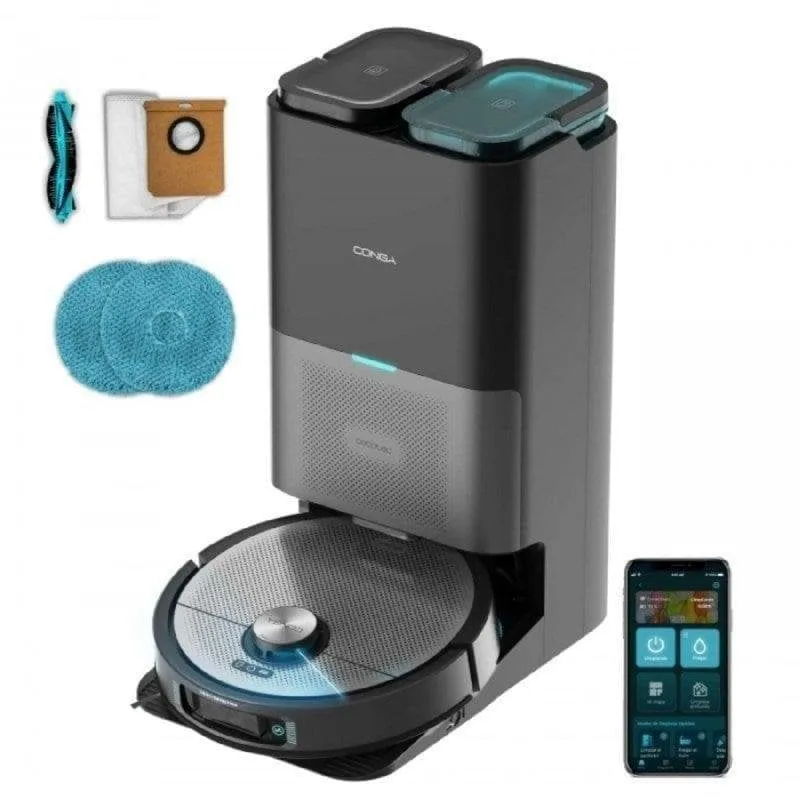 Robot Aspirapolvere e Lavapavimenti Cecotec Conga 15090 SpinArm Home&Wash Autosvuotamento Navigazione Laser 8.000 Pa Controllo App e Vocali - immagine 1