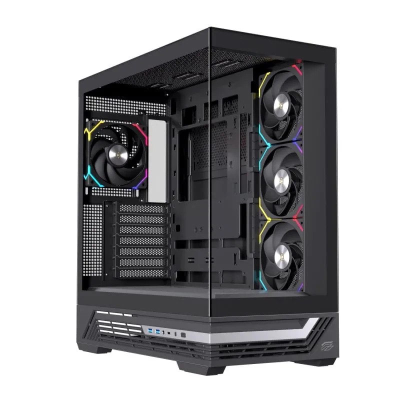 Einarex PRISMA S800 RGB Nero Vetro Temperato Specchio 10x120mm Torre da Gioco ATX - immagine 1
