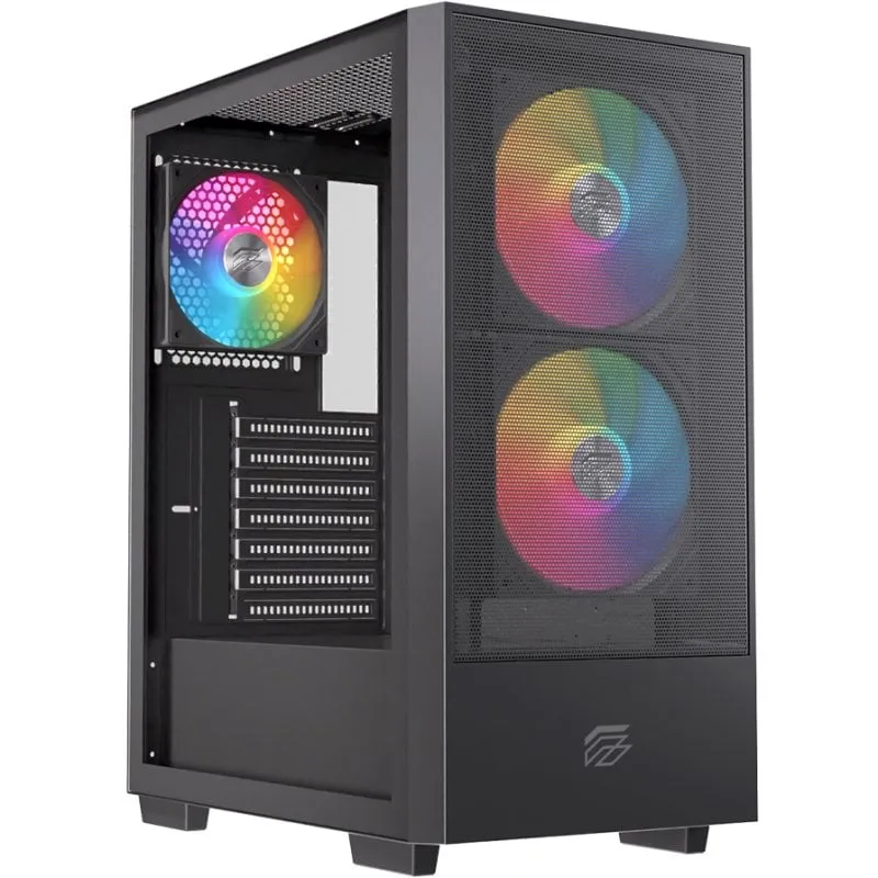 Case per PC Einarex Pulse P100 RGB nero con pannello in vetro, supporta 6 ventole, telaio da 360 mm - immagine 1