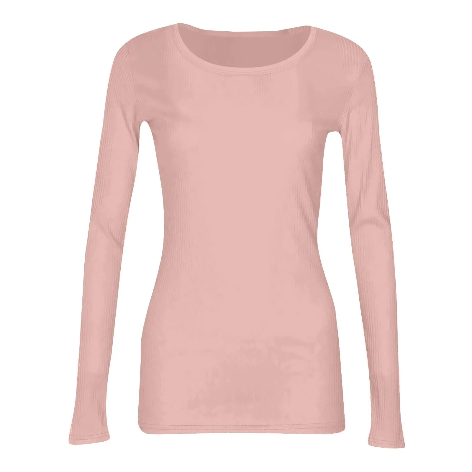 MOKBAY Maglia Maniche Lunghe Donna Cotone Maglia Tinta Unita Basic Manica Lunga Aderente Slim Fit Maglie Termiche Autunno Curvy T-Shirt Maglietta Arancione Elegante Top Elegante Donna XXL - immagine 6