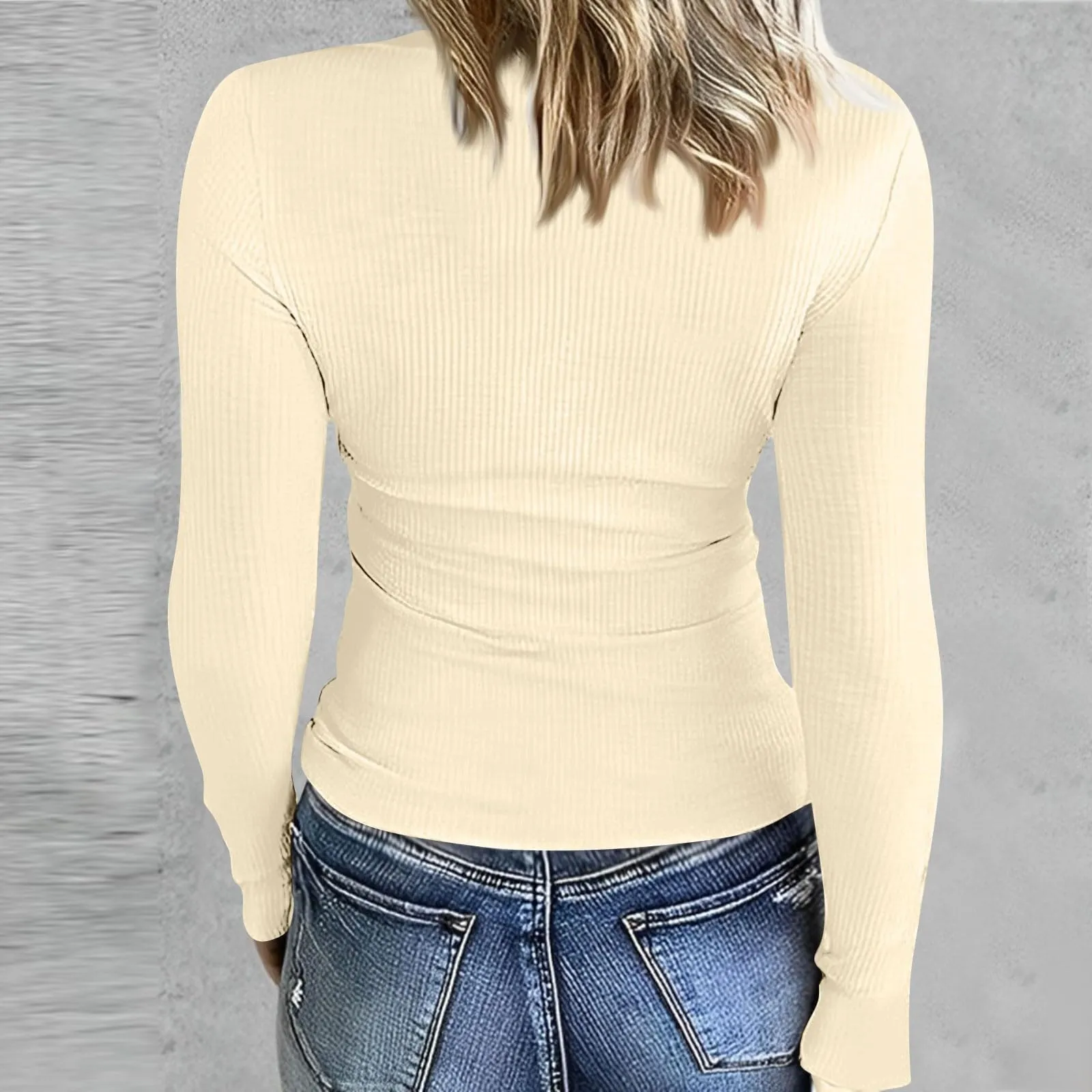 MOKBAY Maglia Rossa Donna Maglietta Elegante Curvy Invernale Tinta Unita Tshirt Basic Manica Lunga Top Nero Elegante Maglia Aderente Sexy Slim Fit Maglie Eleganti Donna Invernali M - immagine 2