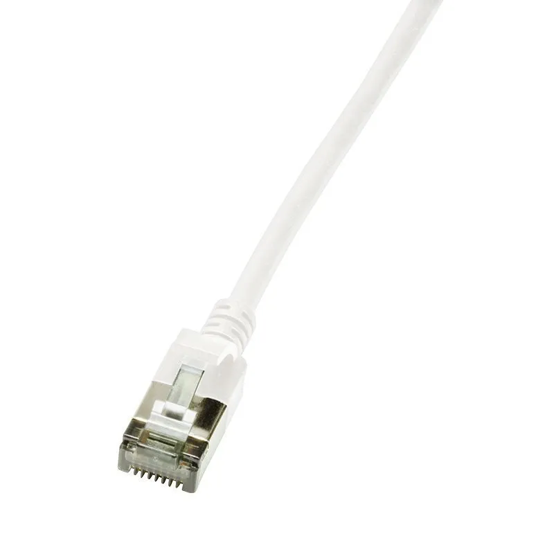 Cavo Lan Logilink Patchkabel Slim Cat6 Uftp - 0,3 m - Velocità 10 Gbps per lo streaming di giochi online - Rivestimento in PVC bianco resistente per una rete veloce e affidabile. - immagine 1