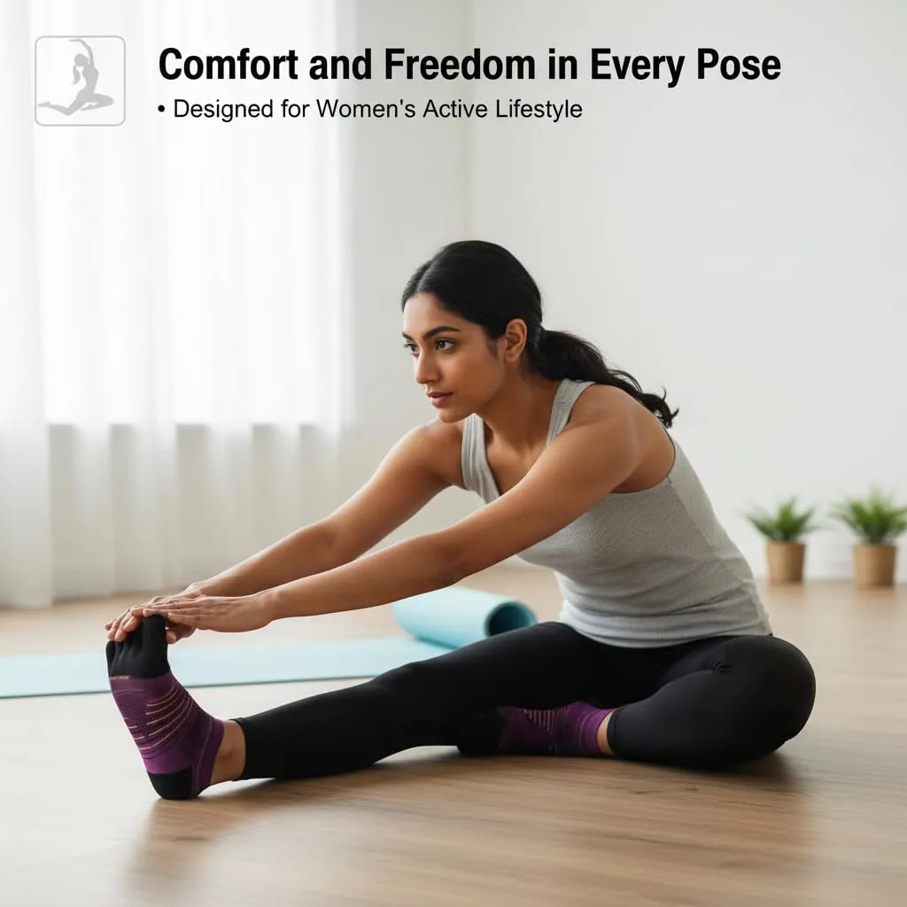 6 paia di calzini da corsa da donna, in cotone, con cinque dita, traspiranti, comodi, traspiranti, traspiranti, traspiranti, traspiranti, per tutti i giorni, per allenamento, fitness, Stile 5, 3-8 - immagine 4