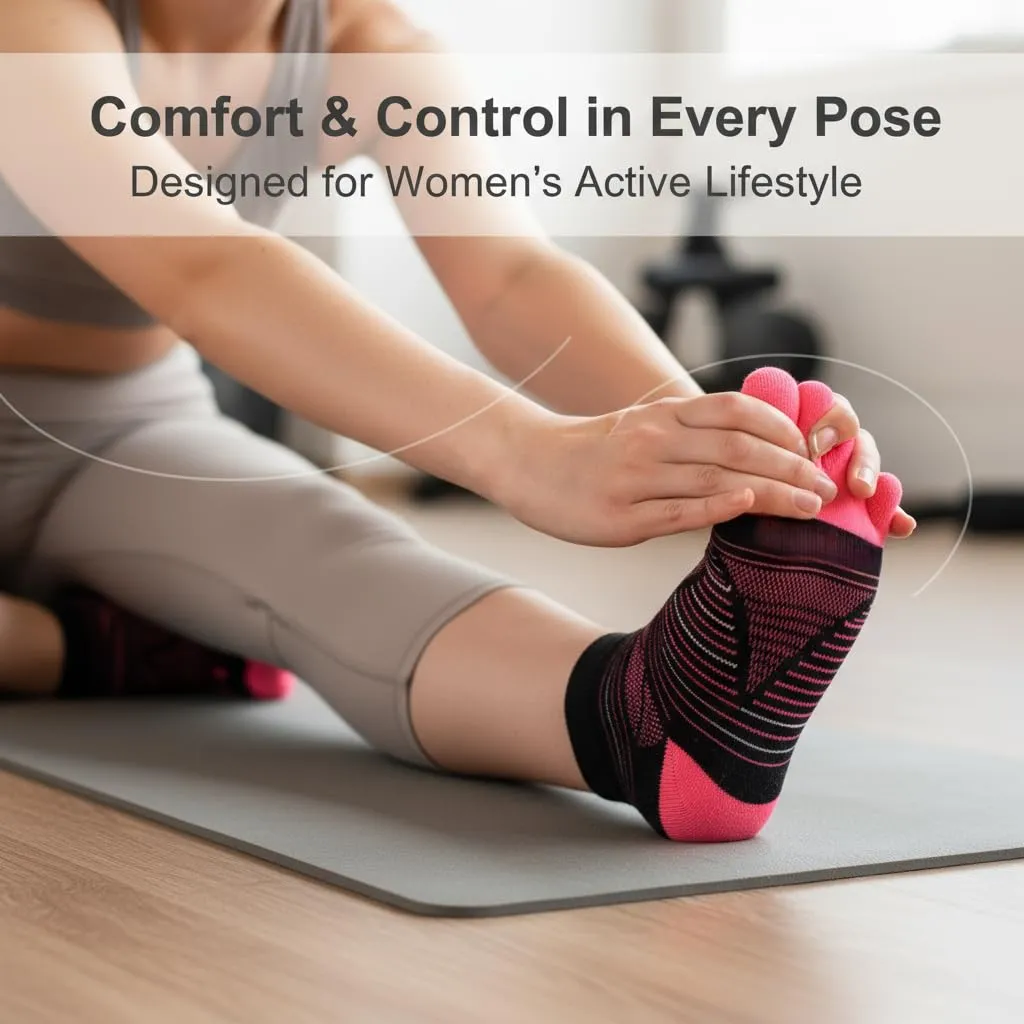 6 paia di calzini da corsa da donna, in cotone, con cinque dita, traspiranti, comodi, traspiranti, traspiranti, traspiranti, traspiranti, per tutti i giorni, per allenamento, fitness, Stile 5, 3-8 - immagine 5