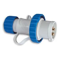Spina elettrica 2P+T 16A CEE IP67 per cavo assiale Blu e Bianco 70160 - immagine 1