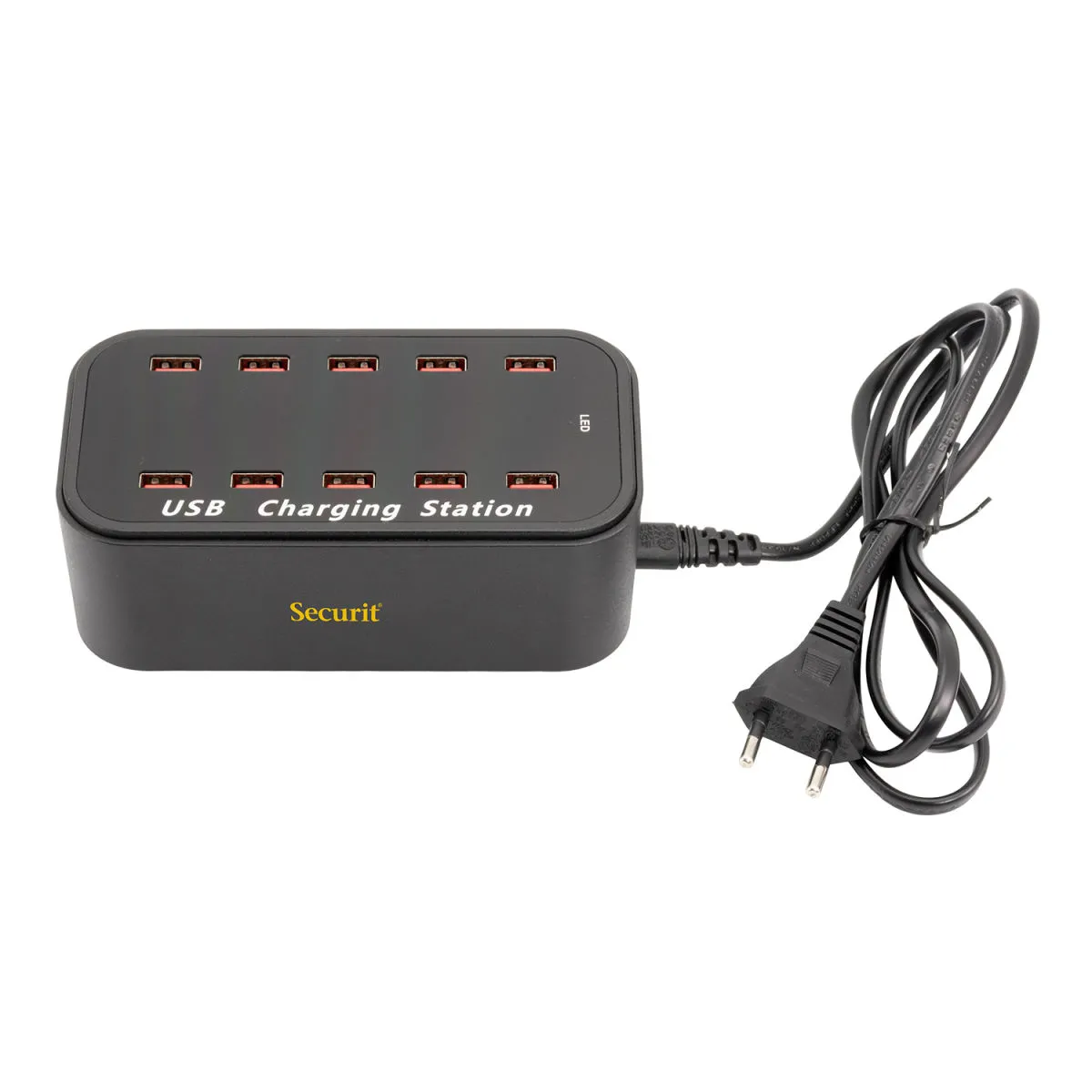 Securit Multi-caricatore - Carica simultaneamente 10 dispositivi tramite USB - Presa AC standard inclusa; 16x8.5x7.5 cm (LxLxH); nero - immagine 1