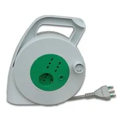Avvolgicavo elettrico (10m; H05VV-F 3x1,5 mmq) 3P PIUMA Bianco e Verde 01283 - immagine 1